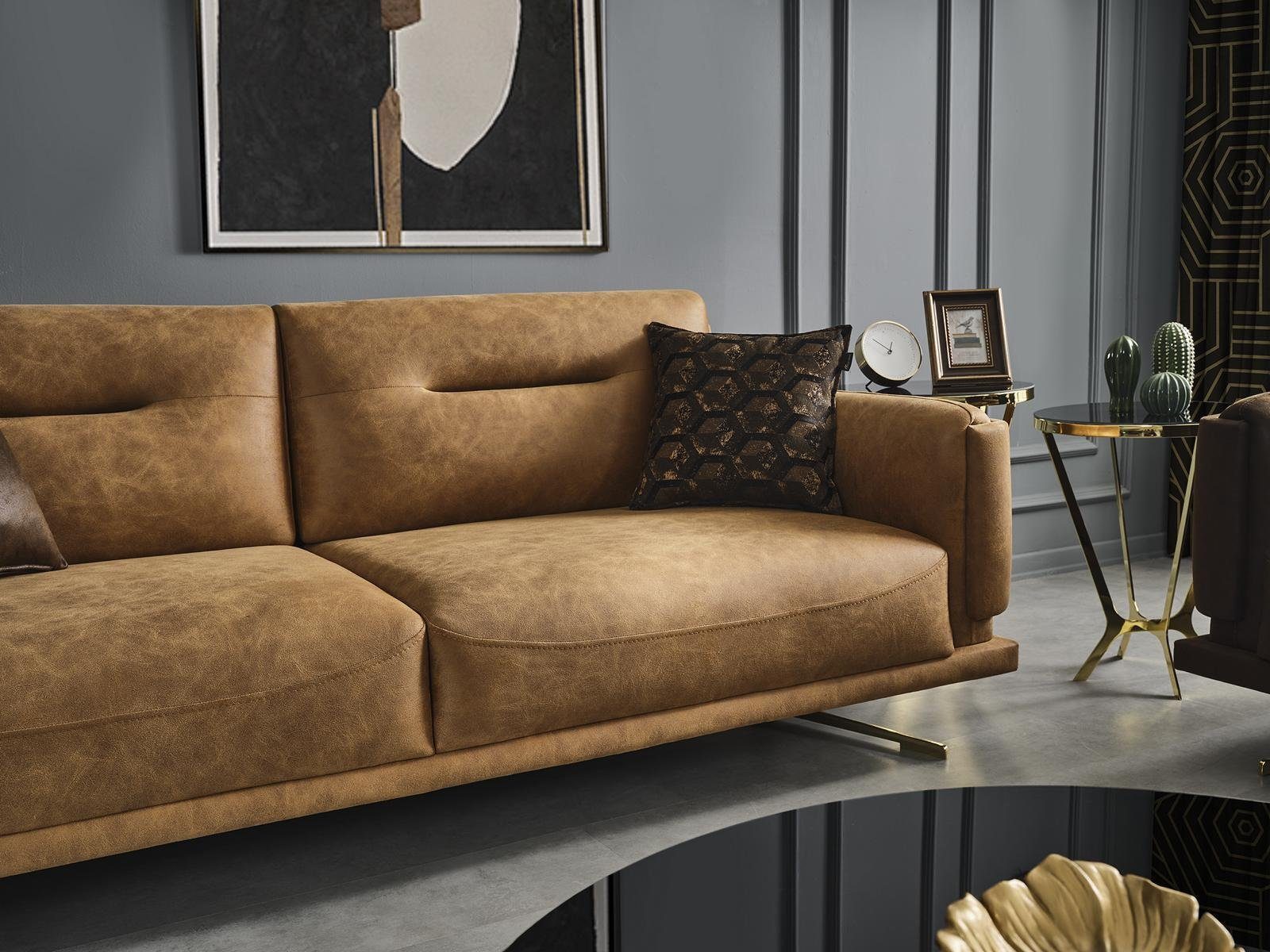 Europe Made Design JVmoebel 1 Dreisitzer 3-er Neu, Sofa Stilvolle Moderner Teile, Möbel in Luxus Beiger Edles