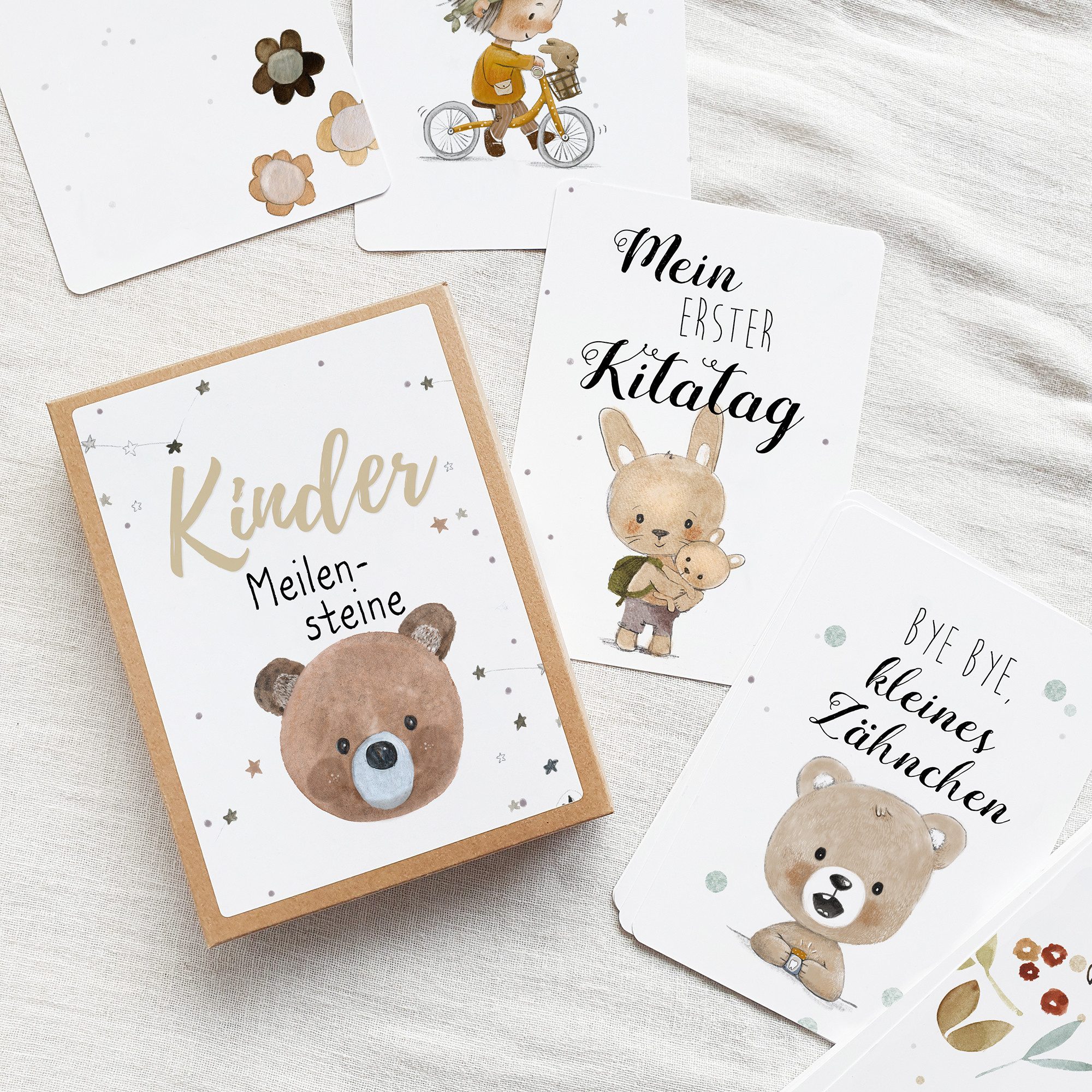 Pipapier Grußkarten Meilensteinkarten "Kinder Meilensteine", Junior Meilensteine, von Hand illustriert, Geschenk für Eltern