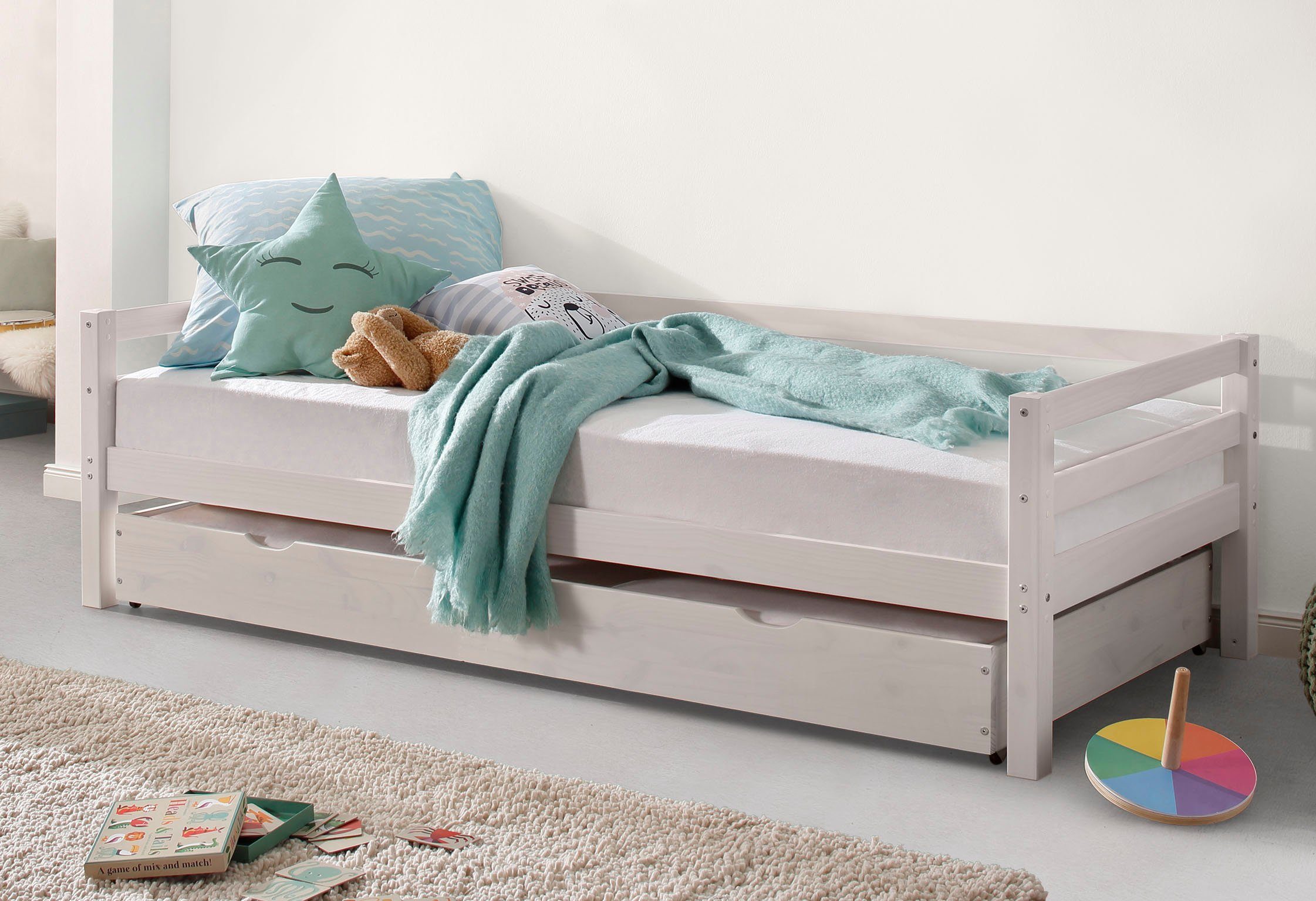 OTTO home Daybett Alpi, mit Schubkasten aus Kiefernholz, Außenbreite 103 cm, Kinderbett