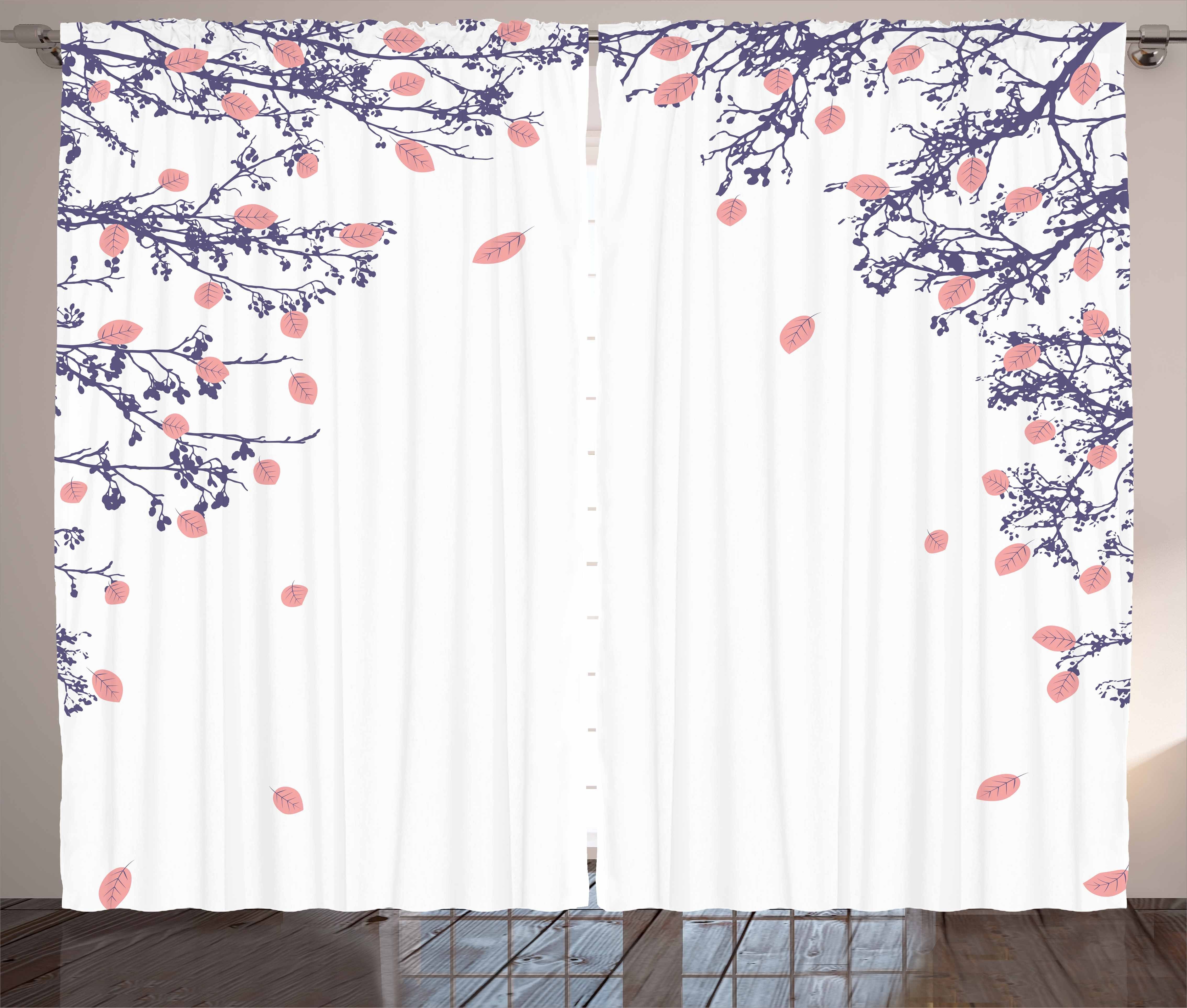Gardine Schlafzimmer Kräuselband Vorhang mit Schlaufen und Haken, Abakuhaus, Blätter Herbst-Laub-Entwurf