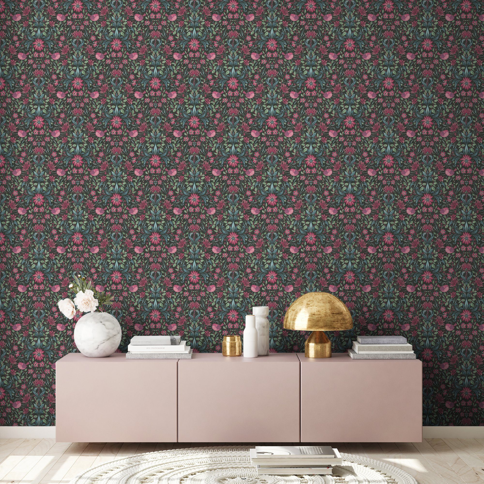 Bricoflor Tapete im Jugendstil Floral Schwedische Landhaus Tapete mit Vogel günstig online kaufen