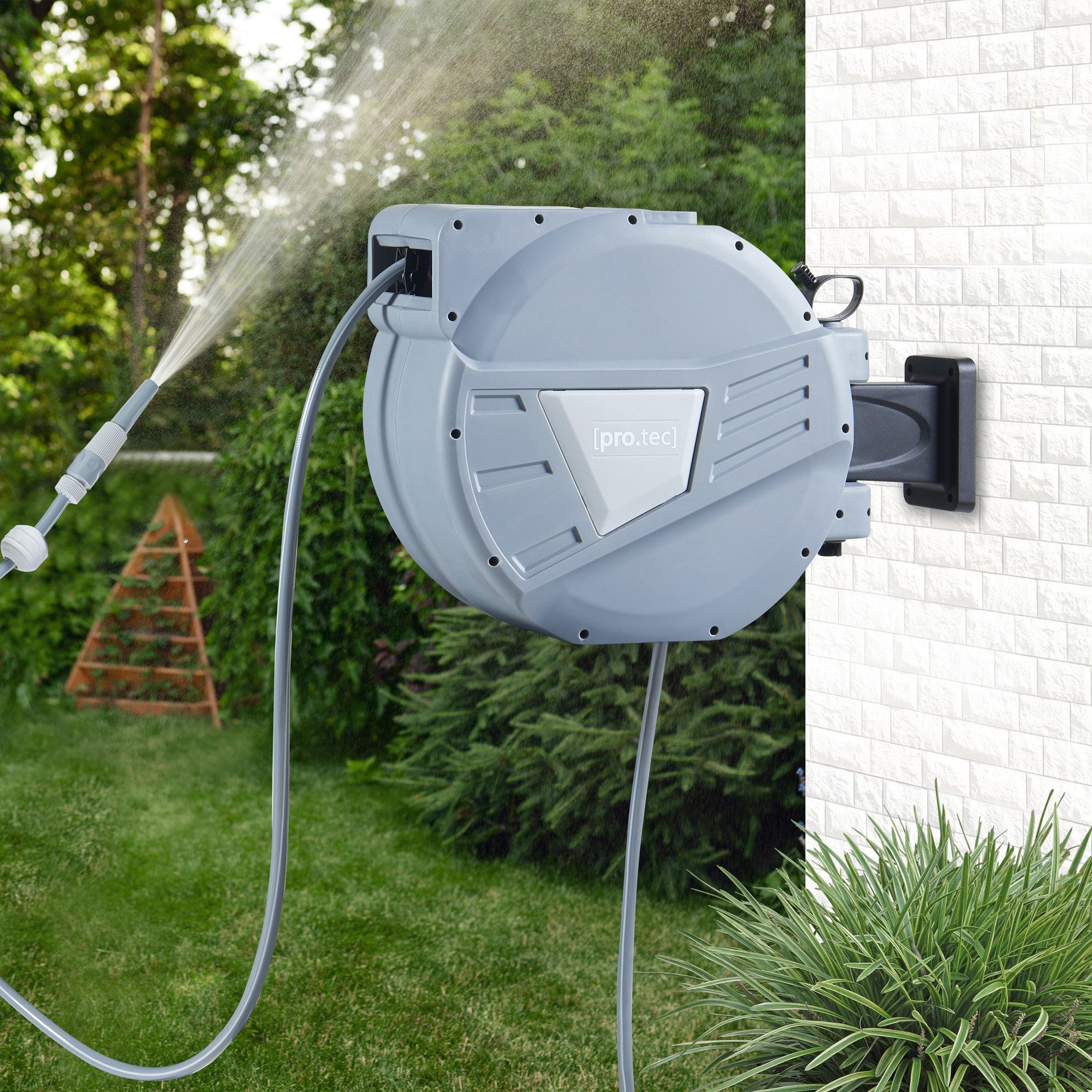 pro.tec Schlauchtrommel, »Amersfoort« Aufroller 30m Grau