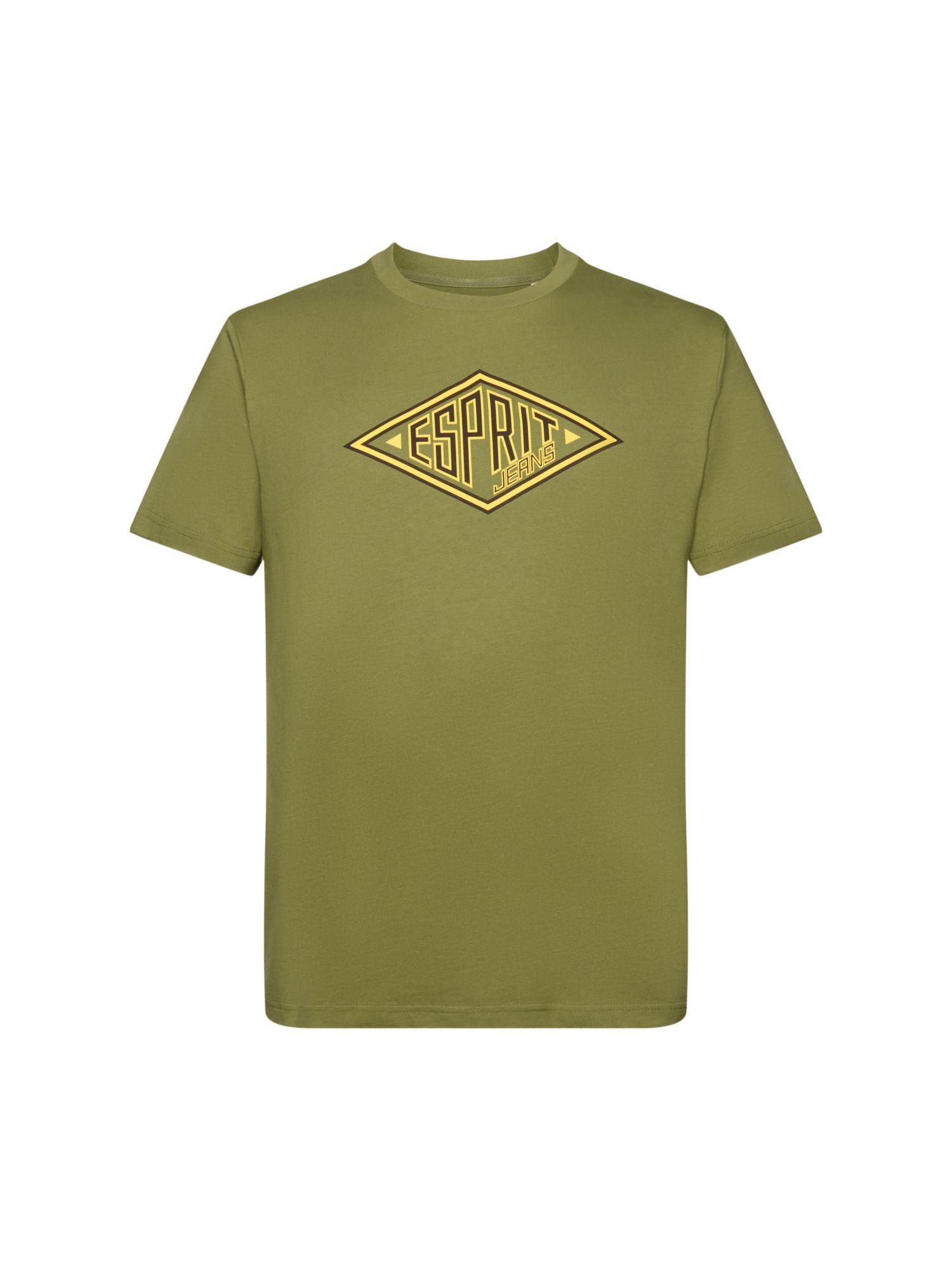 Esprit T-Shirt Baumwoll-T-Shirt mit Logo (1-tlg) OLIVE