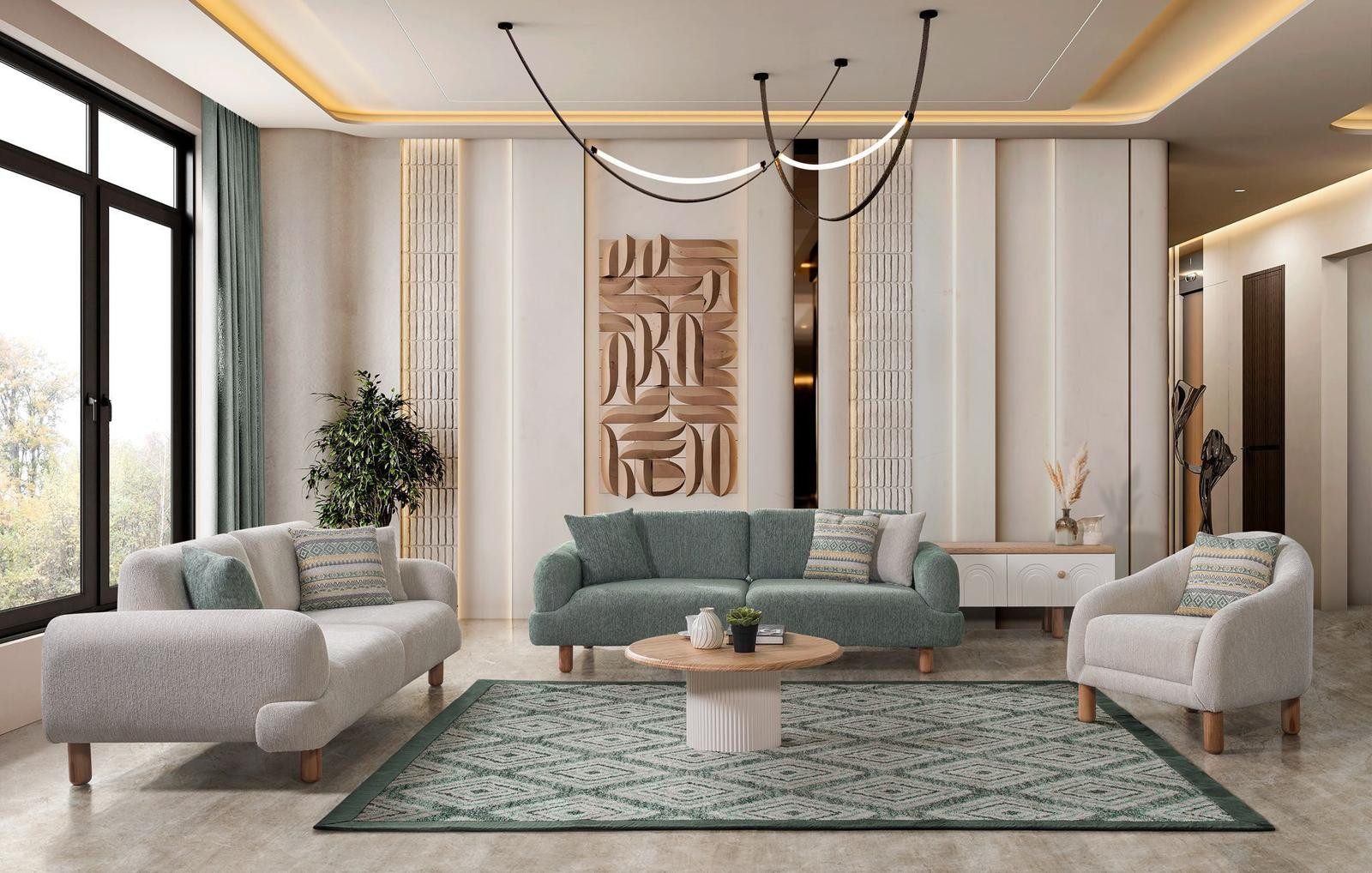 Nobelaa Sofa Sitzgruppe/Sofa Set - Wohnzimmergarnitur "Asphodel" 3+3+1+1