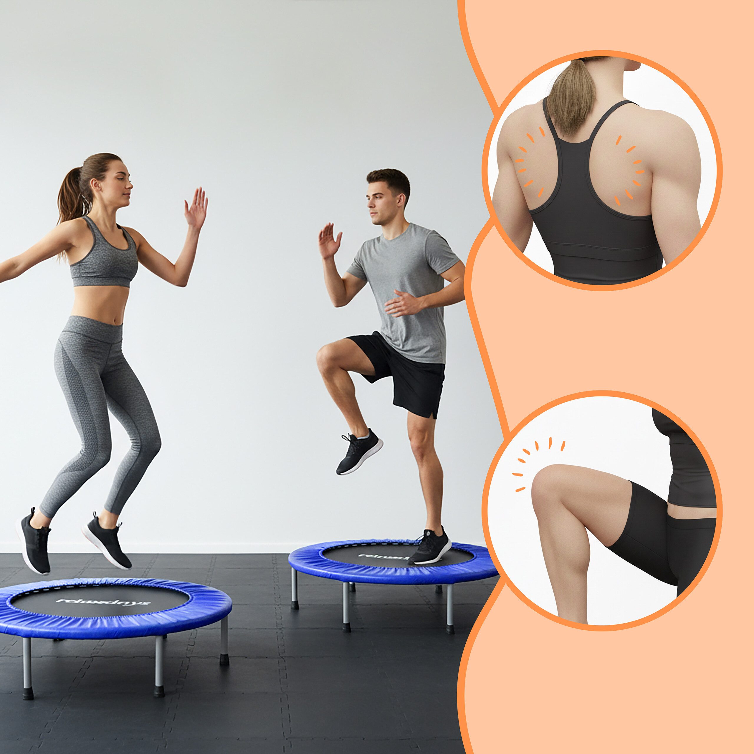 relaxdays Fitnesstrampolin Indoor Trampolin Ø 95 cm, blau, 95 cm