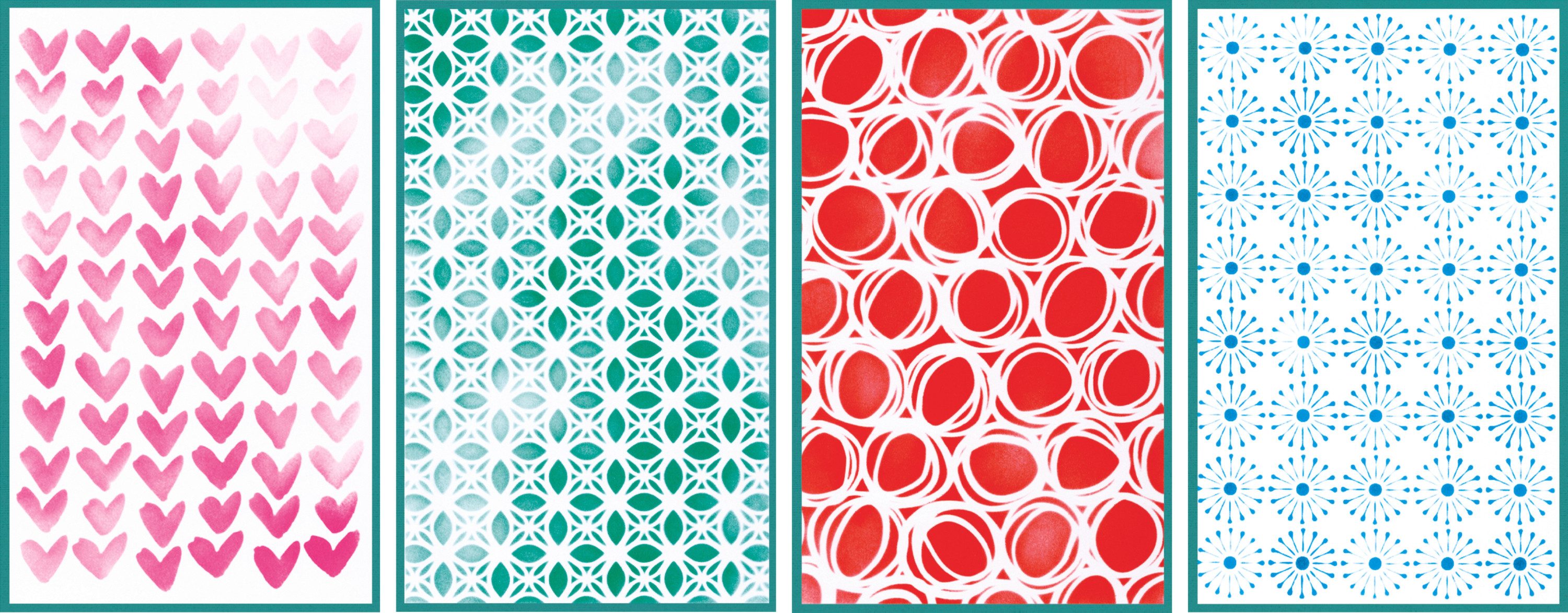 Sizzix Malschablone Stencil Set Backgrounds, 4 Stück