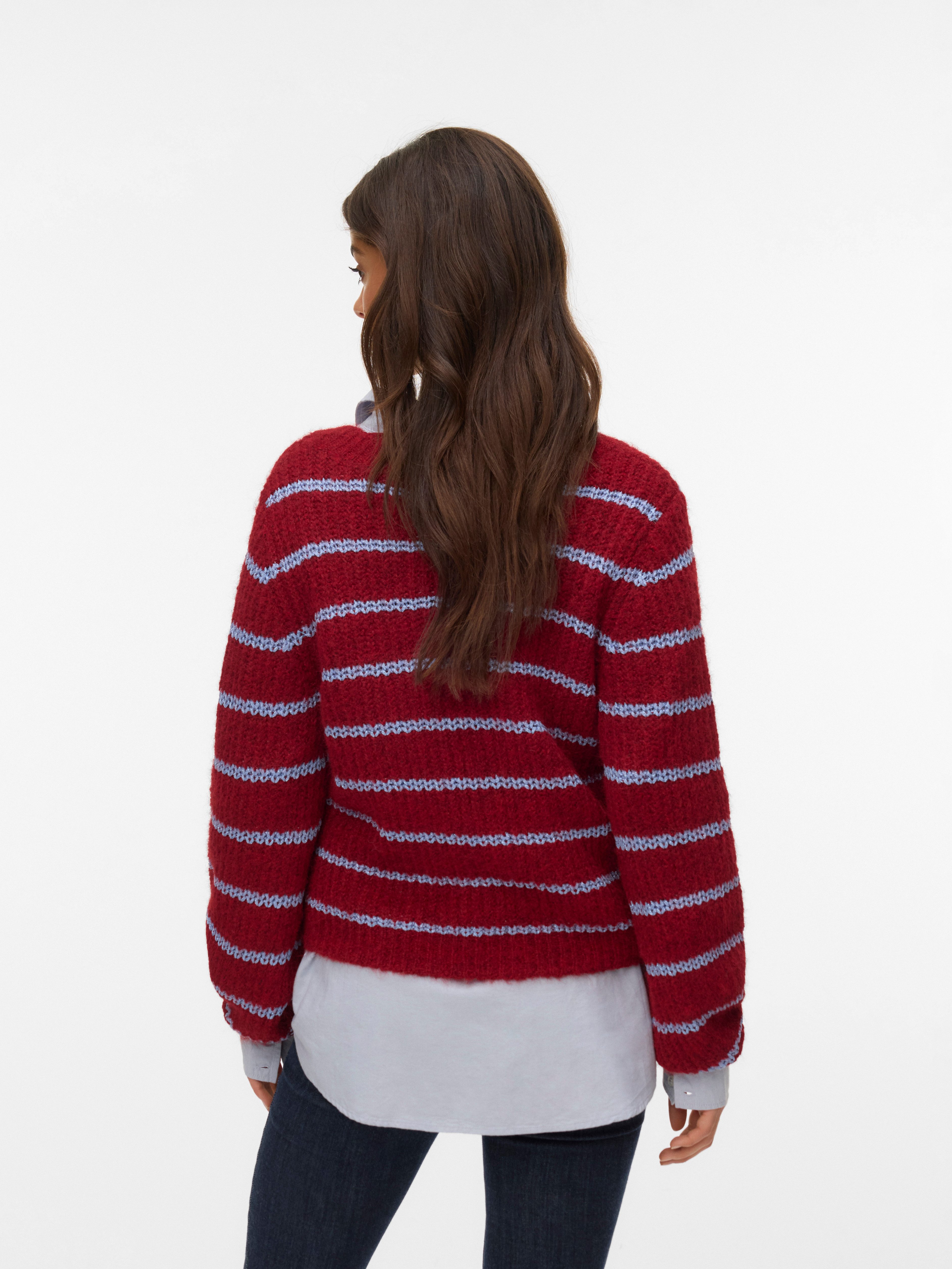 Vero Moda V-Ausschnitt-Pullover VMAWESOME SHINE LS V-NCK STRIPE PULL BOO mit Glitzer-Effekt