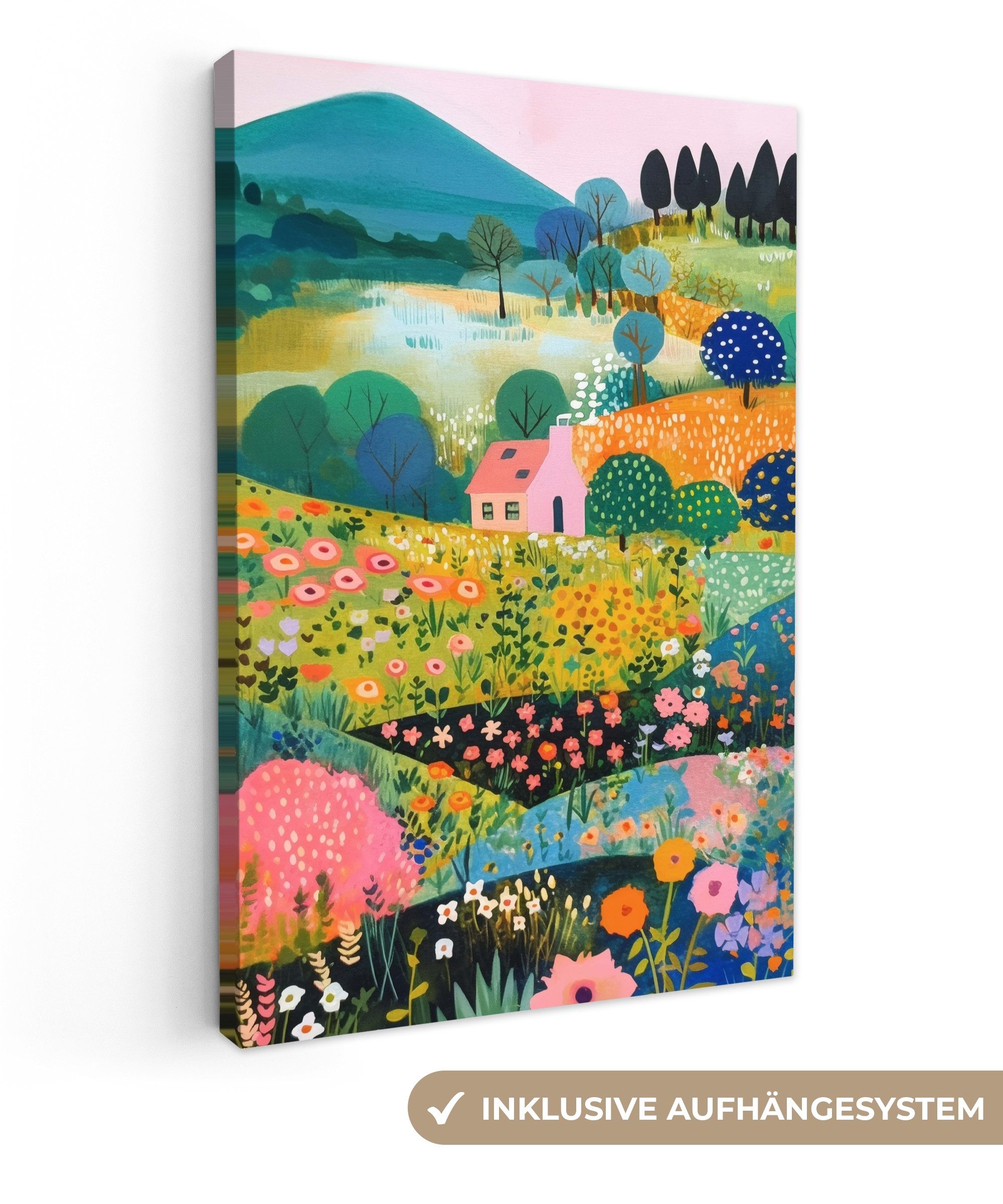 OneMillionCanvasses® Leinwandbild Hügellandschaft - Fantasievoll - Farbkont günstig online kaufen