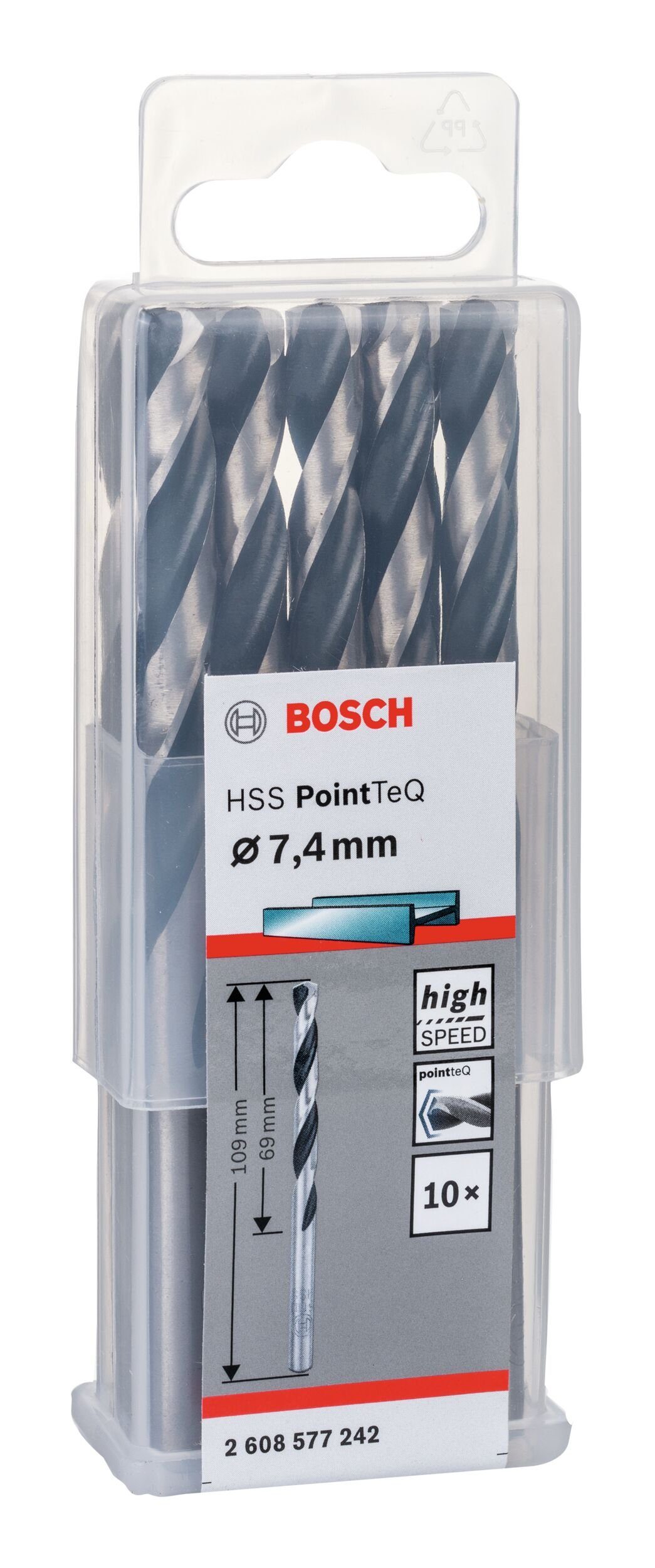 BOSCH Metallbohrer, (10 Stück), HSS PointTeQ - - 10er-Pack mm 338) 7,4 Metallspiralbohrer (DIN