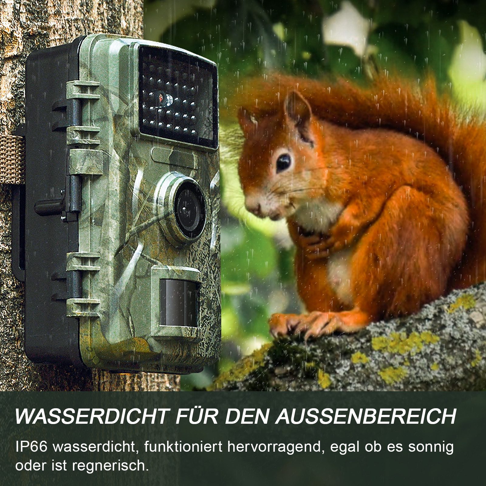 Fine Life Pro Wildkamera 16MP 1080P IP66 wasserdichte Infrarot (Wildkamera mit Bewegungsmelder und Nachtsicht)