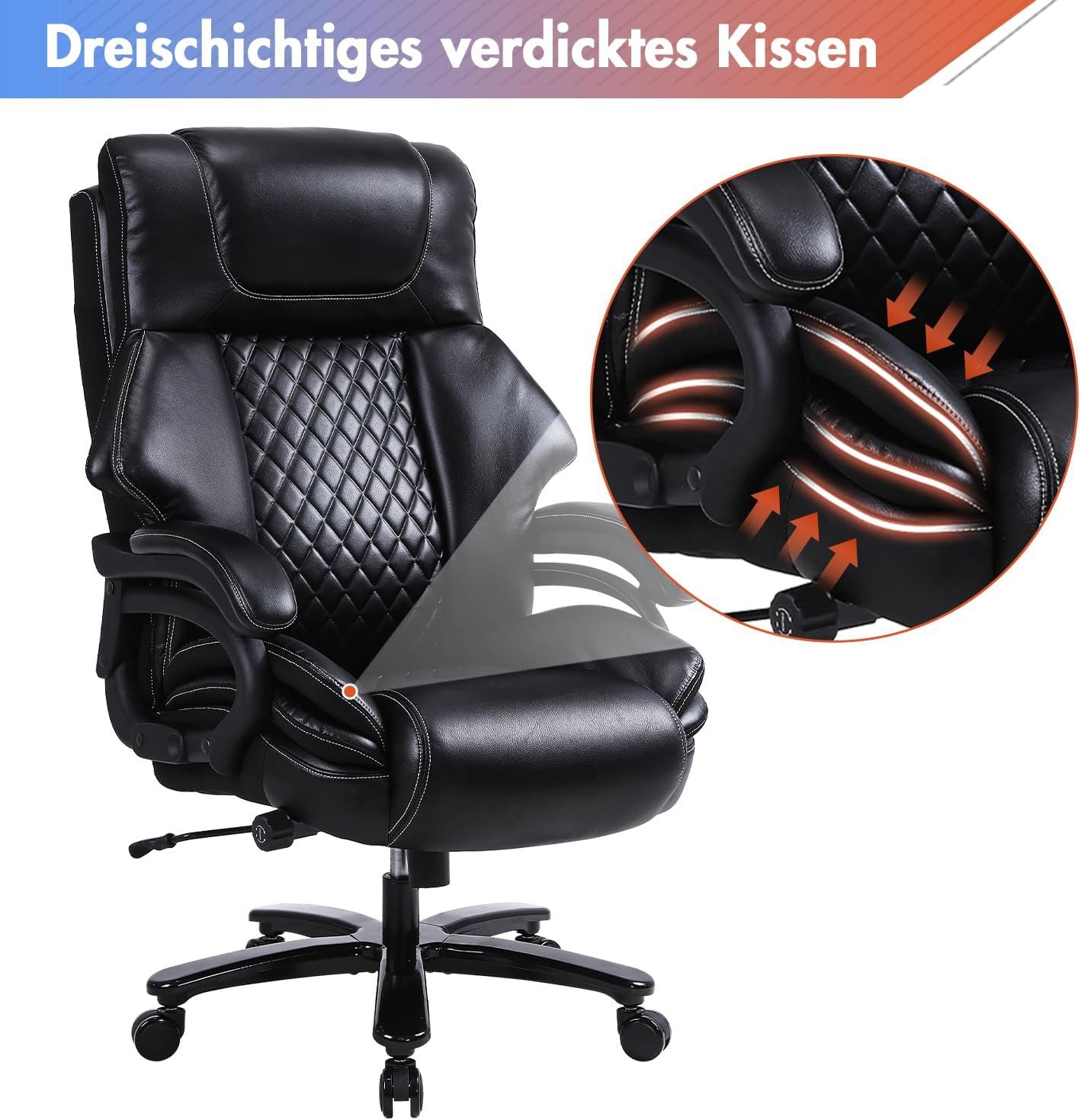 Wenta Bürostuhl Ergonomischer Drehstuhl Chefsessel, Höhenverstellbarer günstig online kaufen
