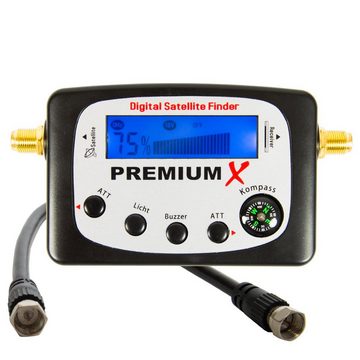 PremiumX Camping SAT Anlage Receiver Satelliten-Finder Single LNB 10m Kabel SAT-Antenne