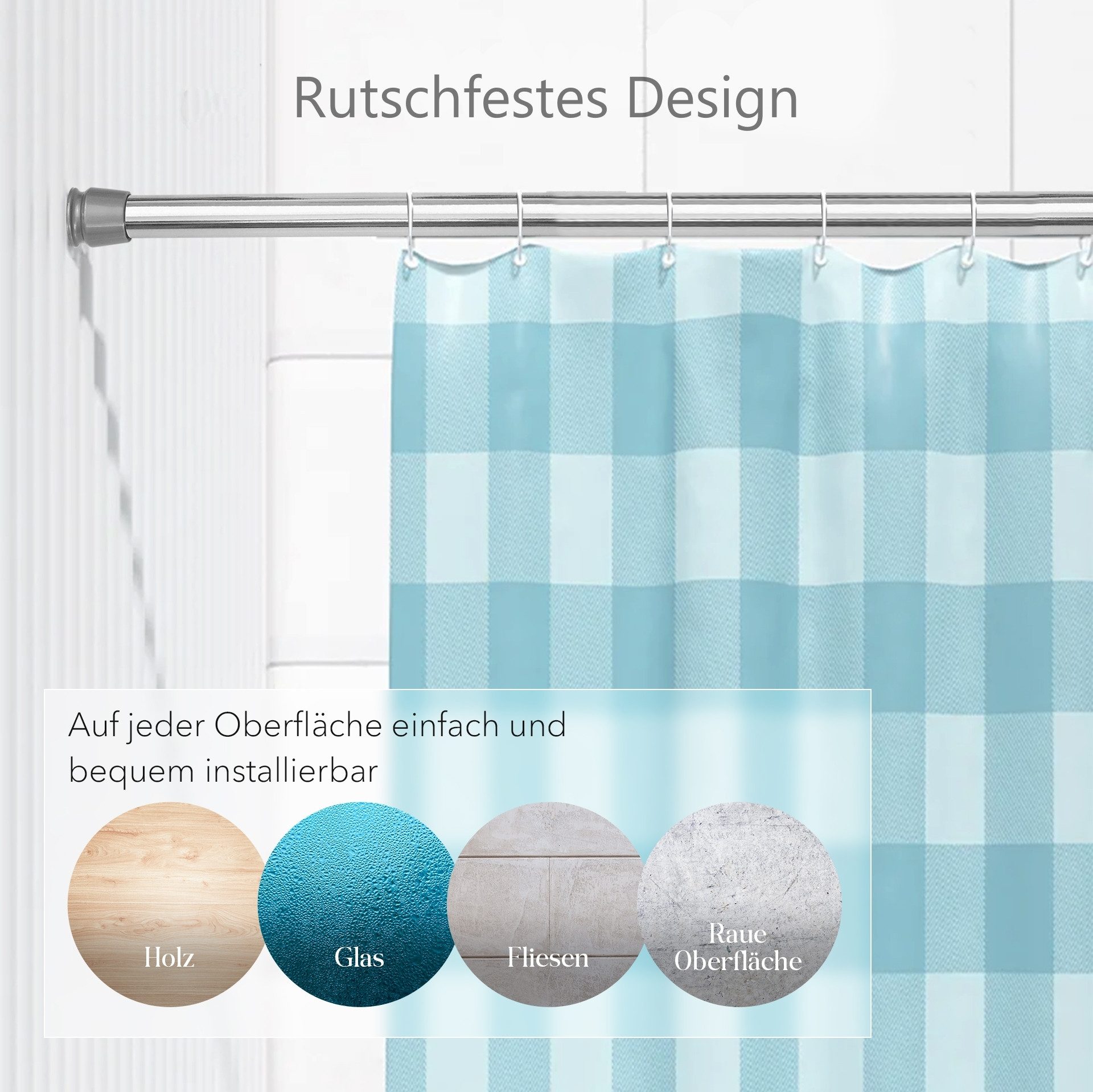 tinycurtains Klemmstange Teleskopstange 55-90 cm Türvorhangstange Duschvorhangstange Badstange, Ø 0.22 mm, 1-läufig, ausziehbar, klemmbar, geklemmt, Metall, Stange für Türvorhang ohne Bohren stufenlos verstellbar rostfrei