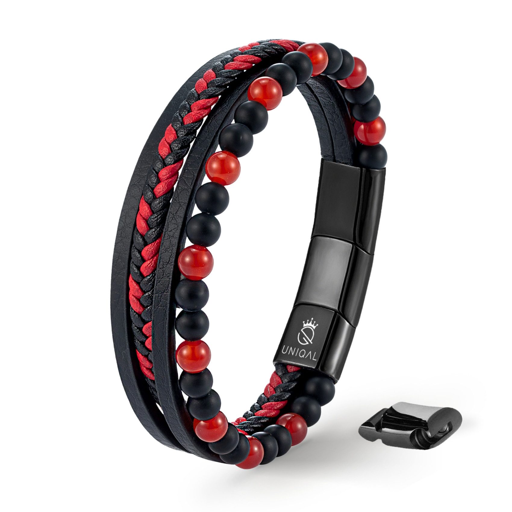 UNIQAL.de Lederarmband Lederarmband Herren "FANCY" Perlenarmband Naturstein günstig online kaufen