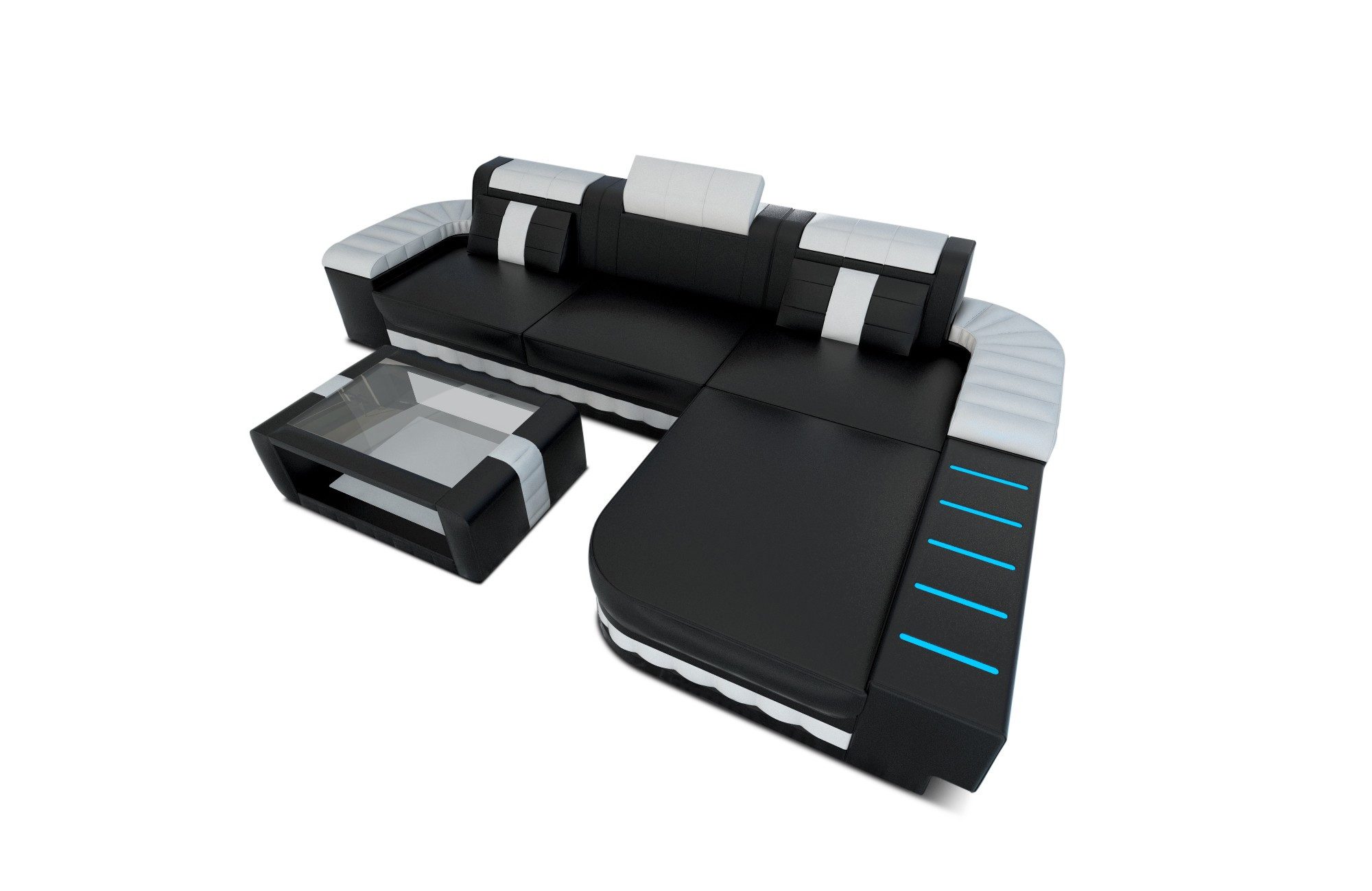 Sofa Dreams Ecksofa Ledersofa Bellagio L Form Leder Sofa Ledercouch, Couch, mit LED, wahlweise mit Bettfunktion als Schlafsofa, Designersofa