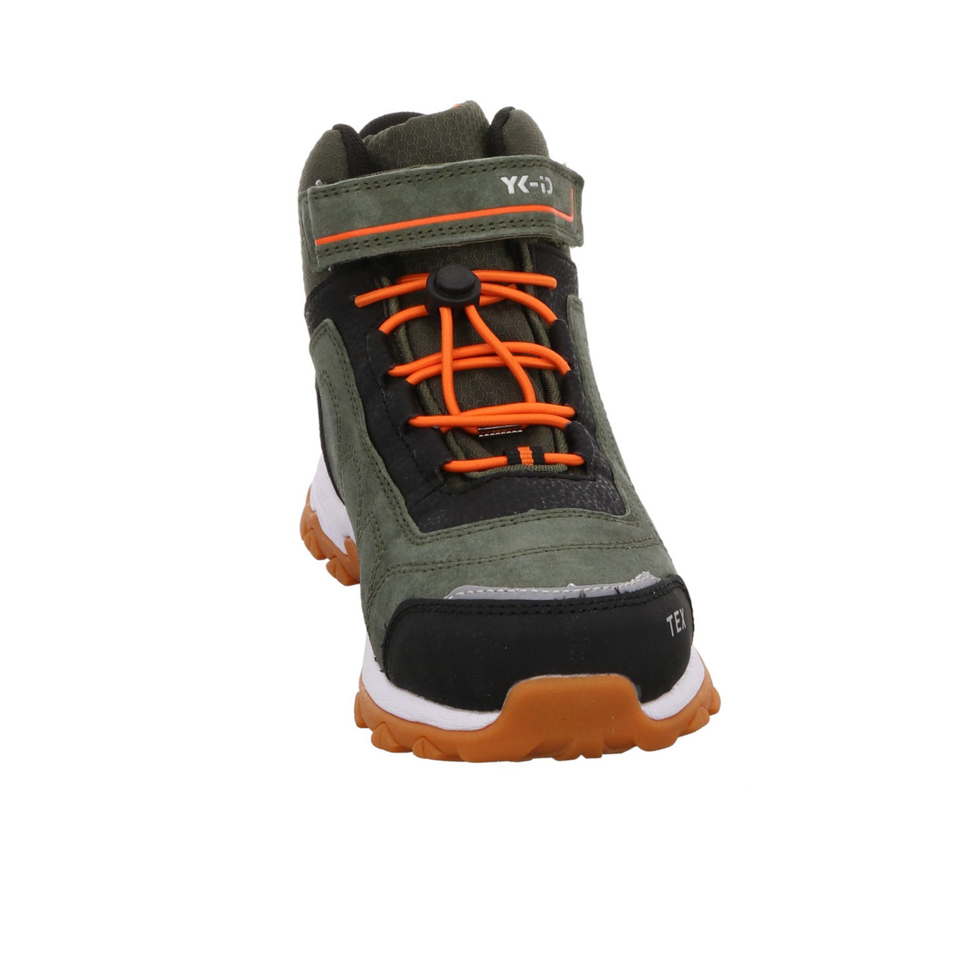 Leandro Winterboots Boots uni YK-ID by Logoschriftzug Lederkombination olive Lurchi orange Lederkombination