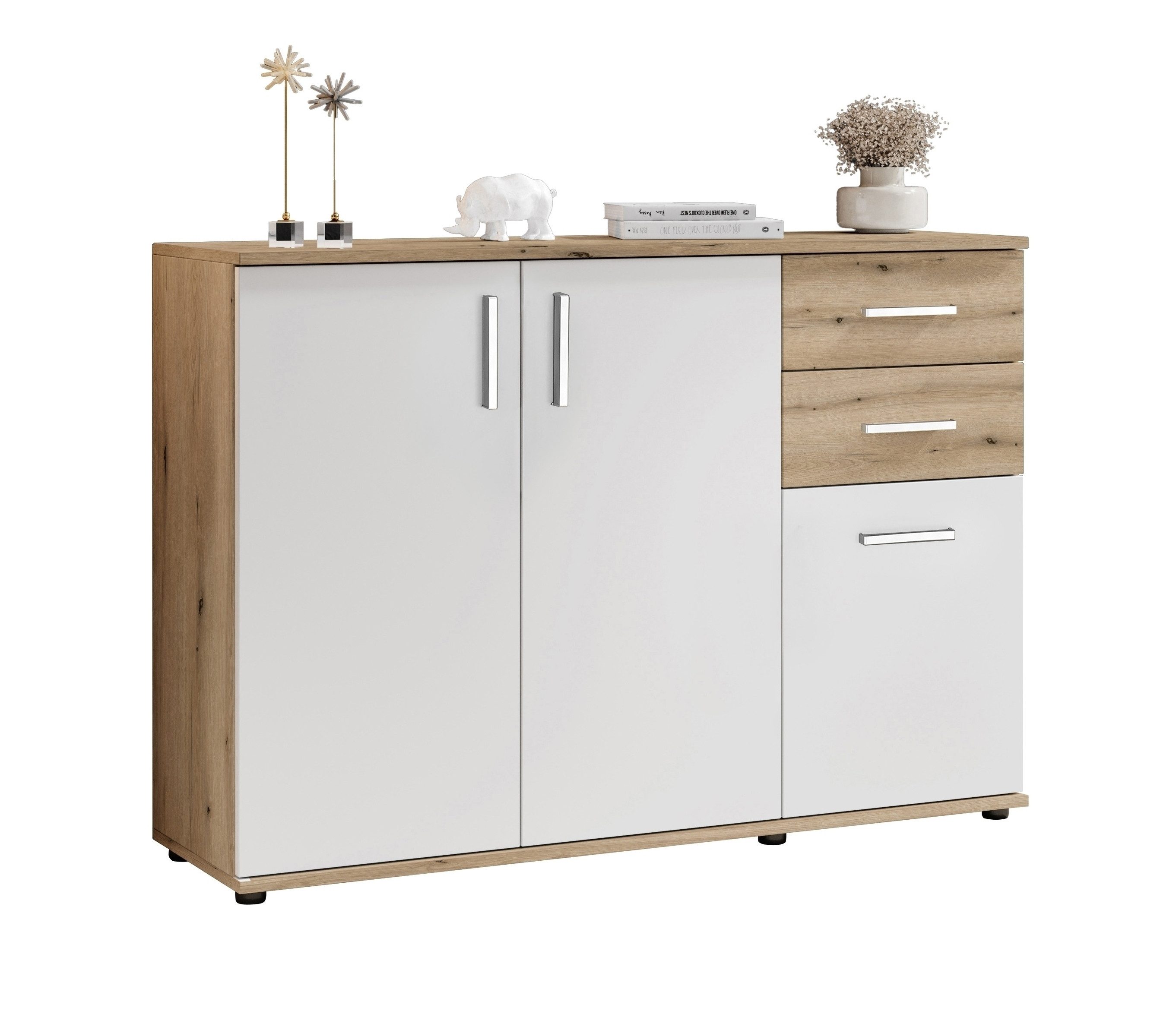 Bega Consult Sideboard 3 Türen, 2 Schubladen, eiche rustica Dekor/ weiß - 1 günstig online kaufen
