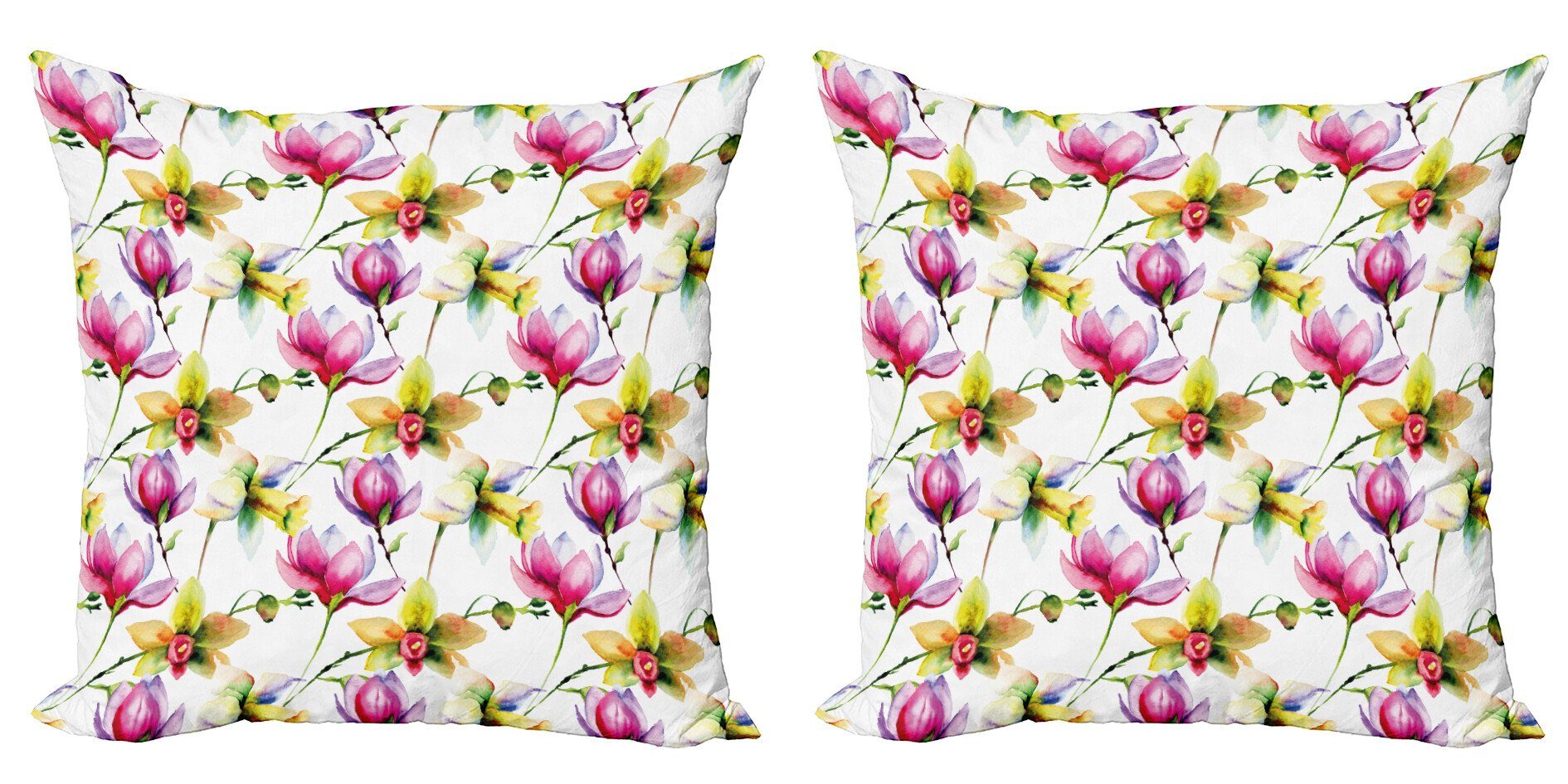 Kissenbezüge Modern Accent Doppelseitiger Digitaldruck, Abakuhaus (2 Stück), Blumen Vibrant Magnolia Blume