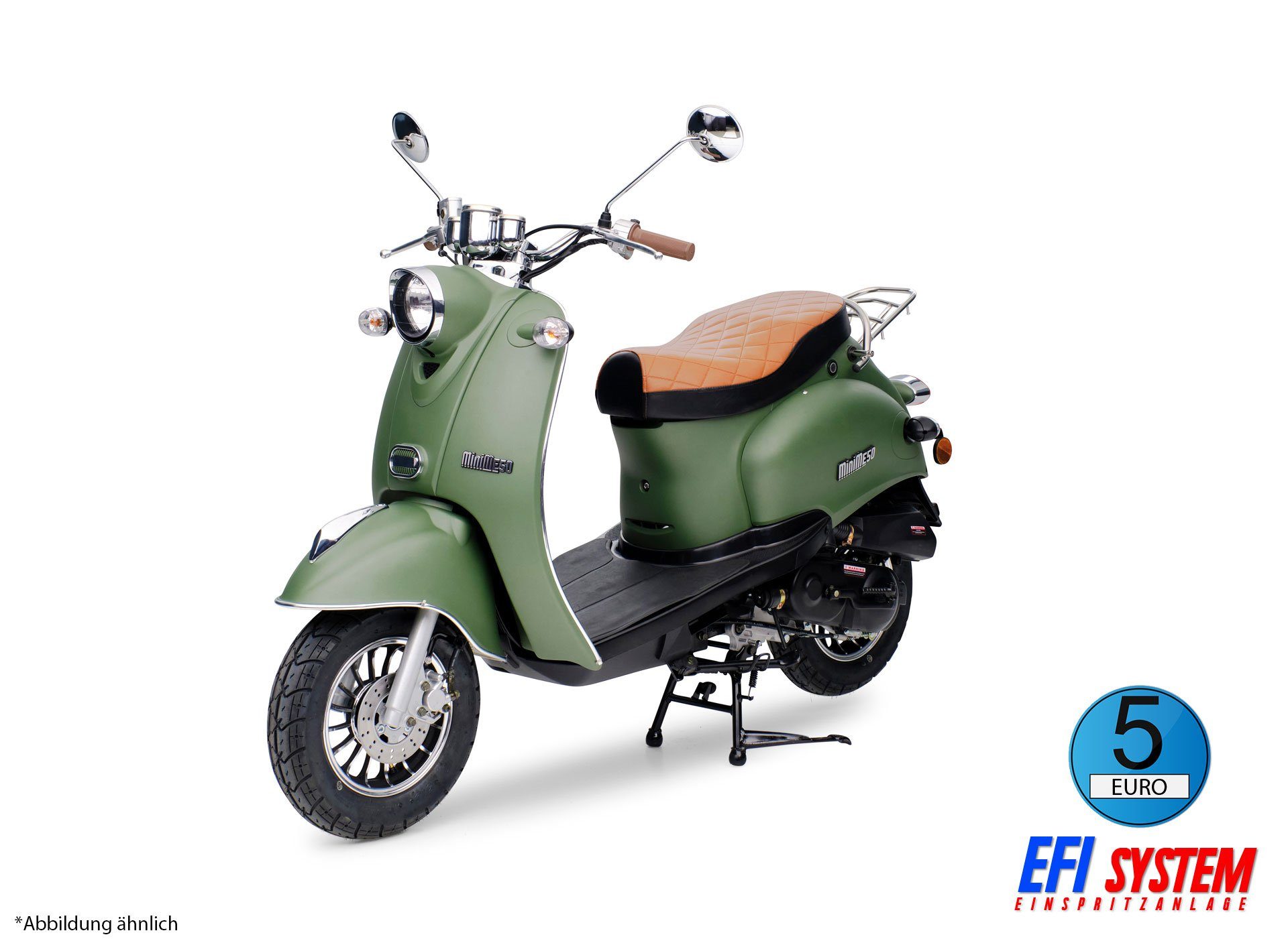 Burnout Motorroller Retroroller MiniMe Grün 50ccm Euro5 EFI Motorroller  Scooter Moped, 50 ccm, 45 km/h, Euro 5, Unverwechselbares  Retro-Design,Bestes Preis-/Leistungsverhältnis