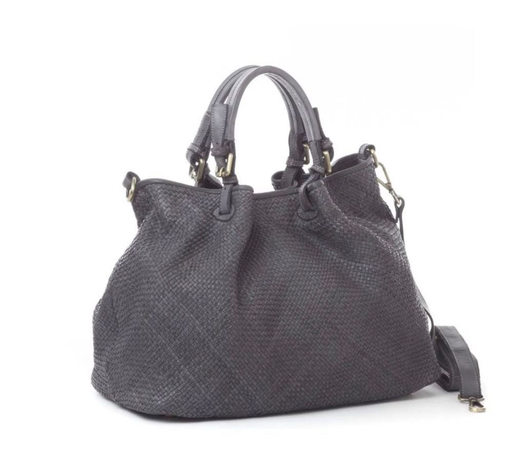 Handtasche Erna Designer geflochten Damen Tragetasche Ledertasche