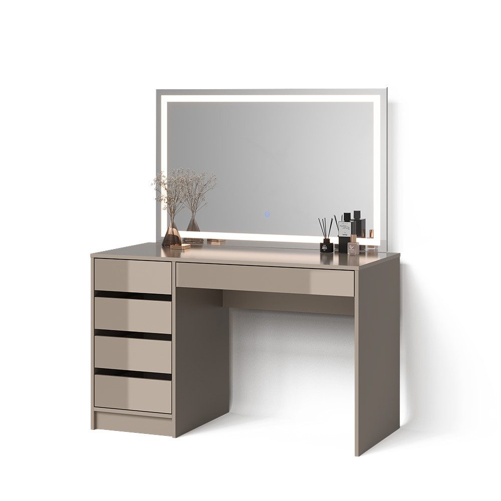 Livinity® Schminktisch Imola, Greige, 120 cm mit LED-Spiegel günstig online kaufen