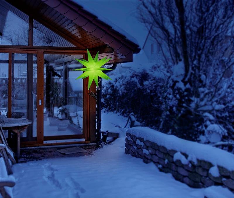 Stern und mit BONETTI RGB, Weihnachtsstern, LED Farbwechsler, Ø Farbwechsler, 3D LED fest 57 integriert, 6-Stunden-Timer cm, aussen Nordlicht, Weihnachtsdeko