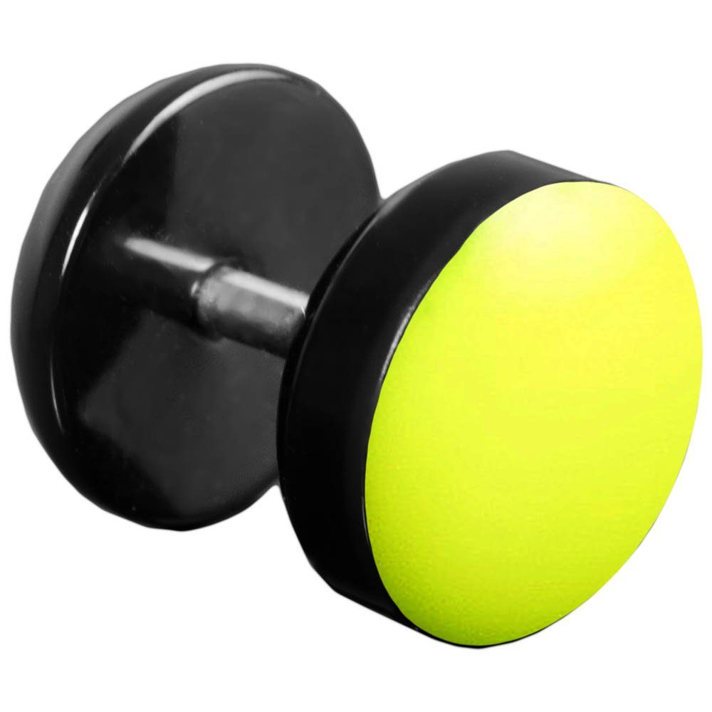 Ohrstecker mit emaillierter 1 Gelb Fake-Ear-Plug Stück Neon Front schwarz, farbig Acryl Edelstahl viva-adorno