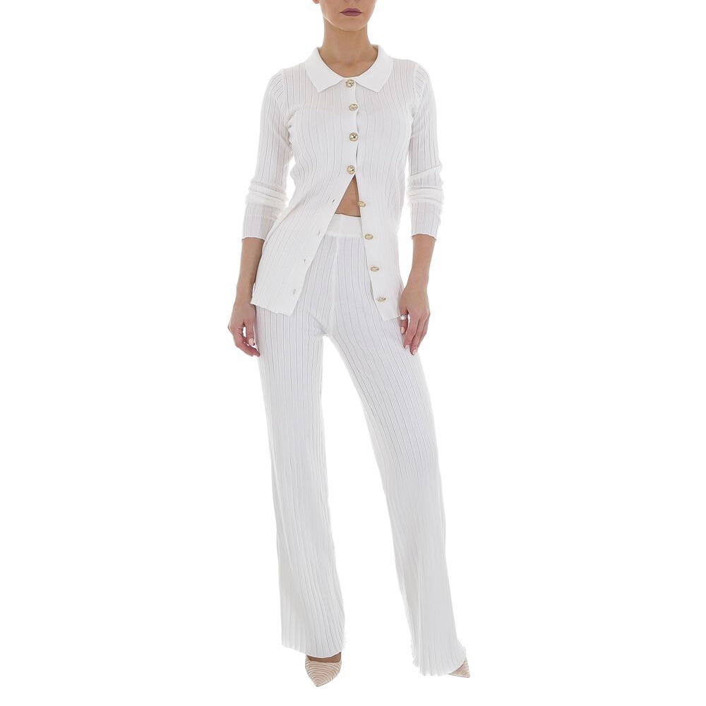 Strick Set Damen Zweiteiler Gestreift - Lounge Wear Crop Top & Jogginghose Y2K Style