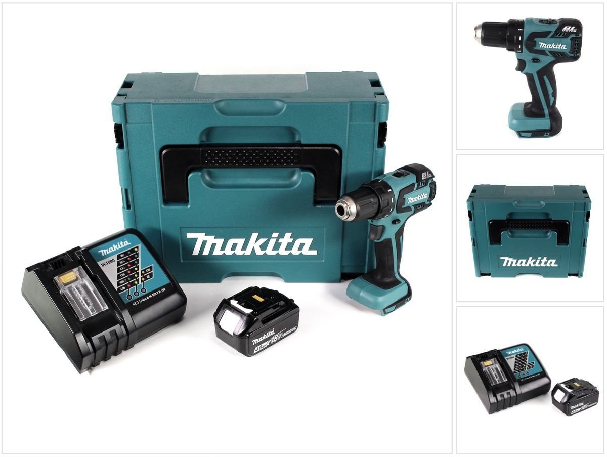 Makita Säulenbohrmaschine DDF 459 RM1J Akku Bohrschrauber 18V 45Nm im Makpac + 1x 4,0 Ah Akku +