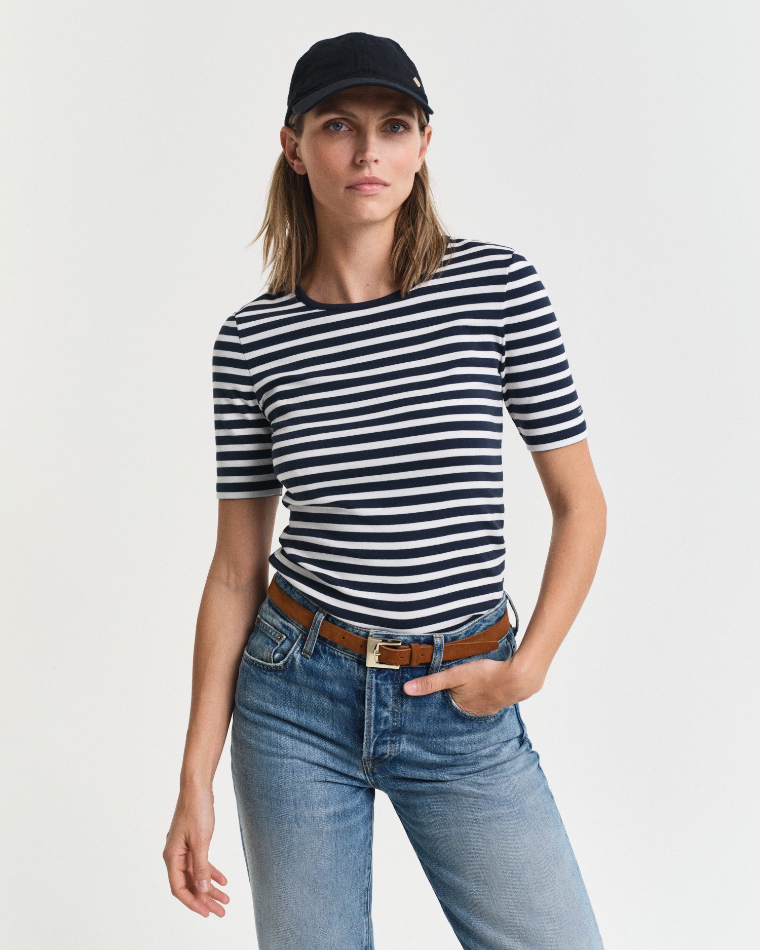 Gant T-Shirt SLIM STRIPED 1X1 RIBBED günstig online kaufen