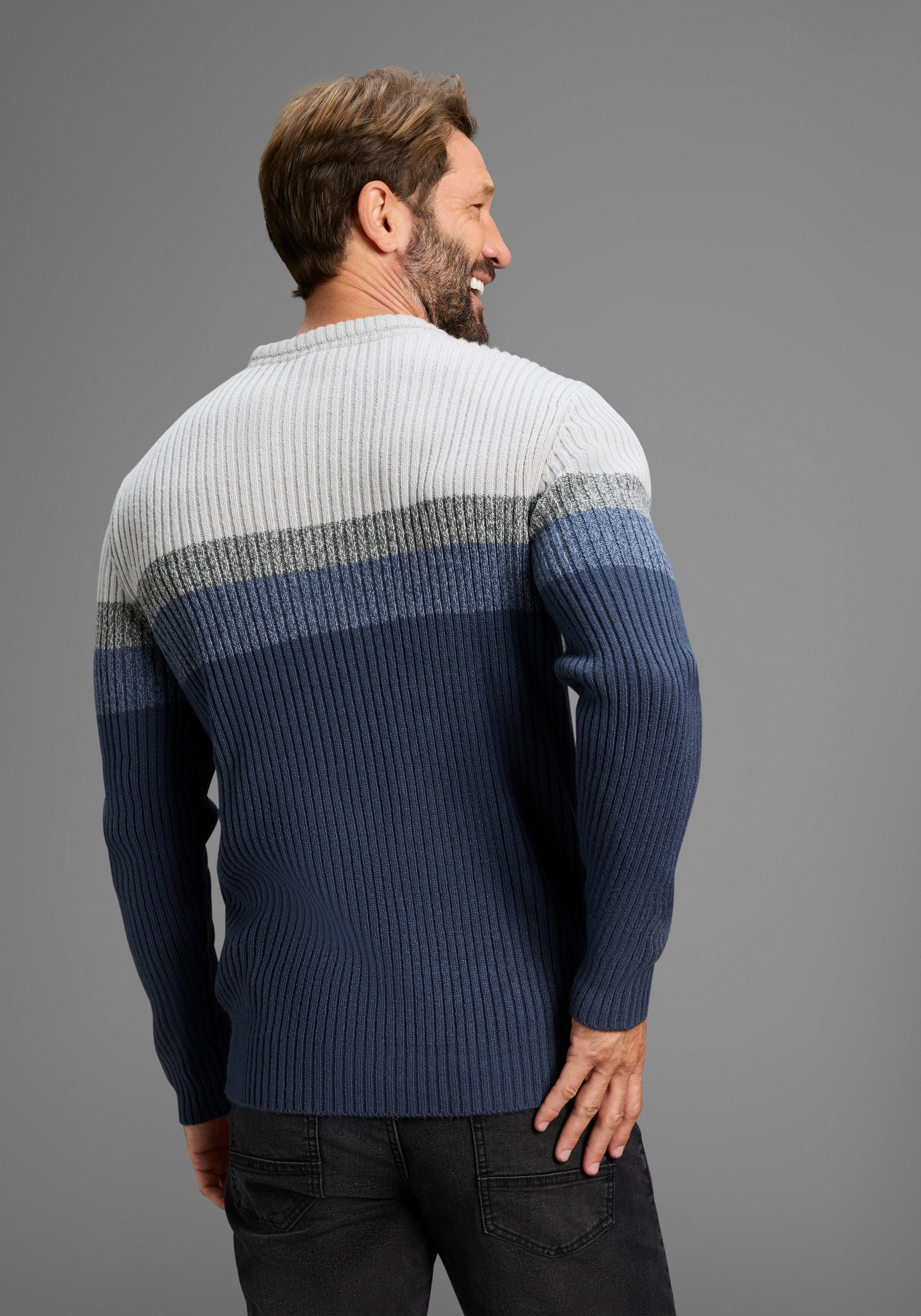 Man's World Rundhalspullover Neue Kollektion! Highlight angesagte Streifen- günstig online kaufen