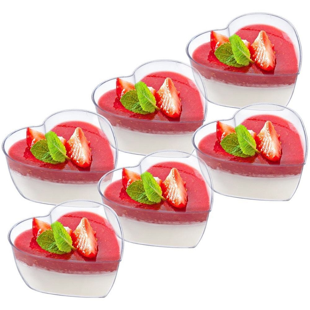Orion Group Dessertschale Herz in Glas-Optik wiederverwendbar, Kunststoff, (6-tlg), 120ml, robust