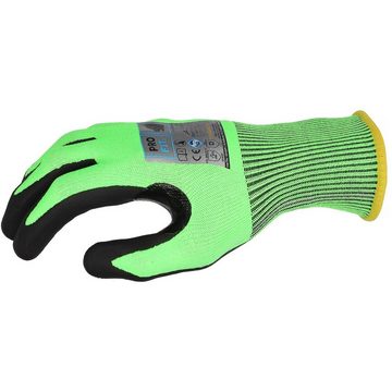 PRO FIT by Fitzner Nitril-Handschuhe NEON Schnittschutzhandschuh, Level D, (12, Paar) Daumenbeugenverstärkung