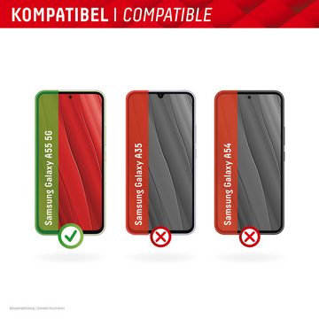 Displex Real Glass + Case für Samsung Galaxy A55 5G, Displayschutzglas, 1 Stück, Bildschirmschutz, Displayschutzfolie,Einfach anbringen,kratz-&stoßfest