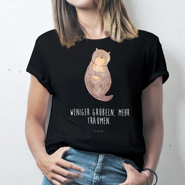 Mr. & Mrs. Panda T-Shirt Otter Muschel - Schwarz - Geschenk, Junggesellenabschied, Seeotter, T (1-tlg)