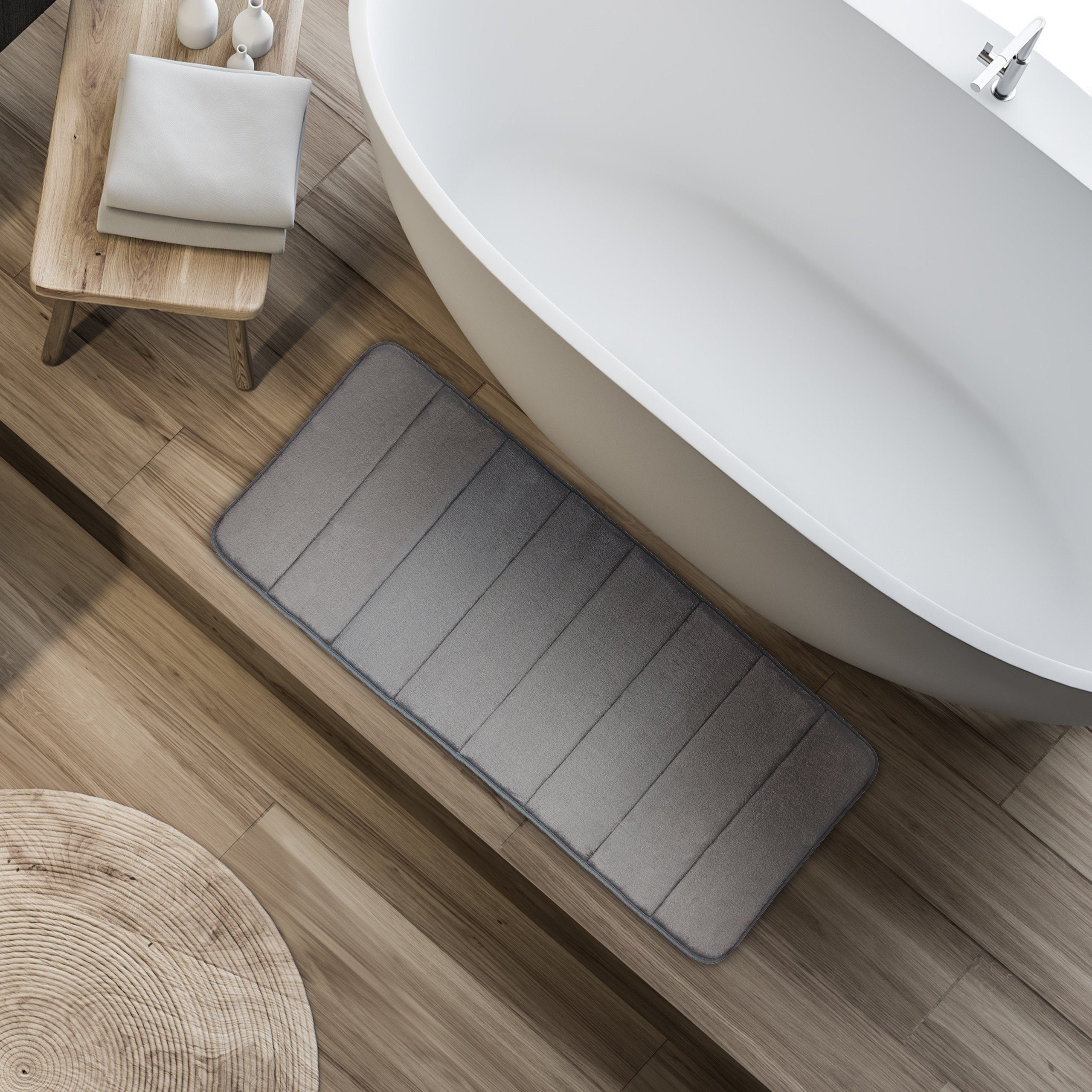 relaxdays Badematte Memoryschaum Badematte in Grau, günstig online kaufen