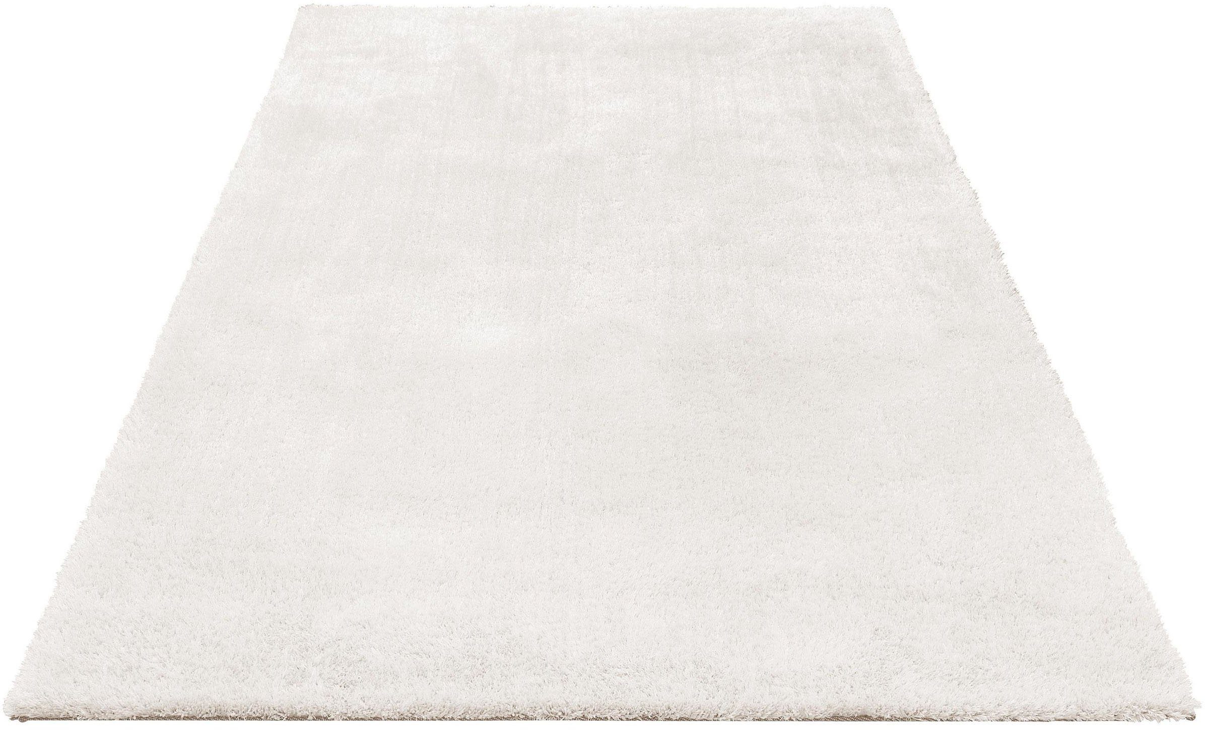 Hochflor-Teppich Deman, Home affaire, rechteckig, Höhe: 25 mm, Uni-Farben, Mikrofaser Teppiche, flauschig, Wohnzimmer, Schlafzimmer weiß