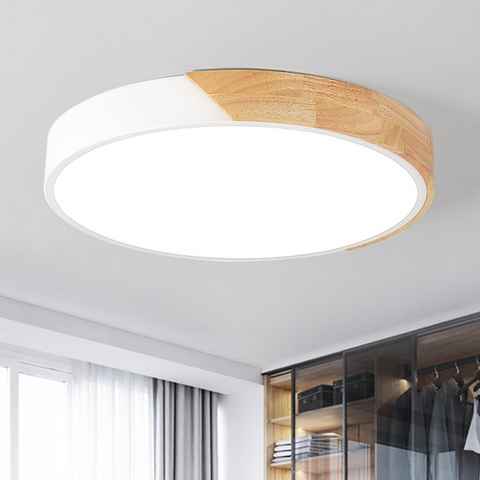 style home LED Deckenleuchte Deckenlampe dimmbar mit Fernbedienung, 48W, Warmweiß bis Kaltweiß 3000K-6000K, Ø50*H4cm für Wohnzimmer Schlafzimmer Küche(Holz)