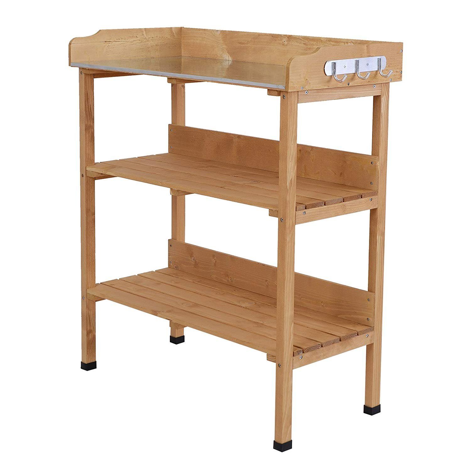 Outsunny Pflanztisch Gärtnertisch mit Metall-Arbeitsfläche