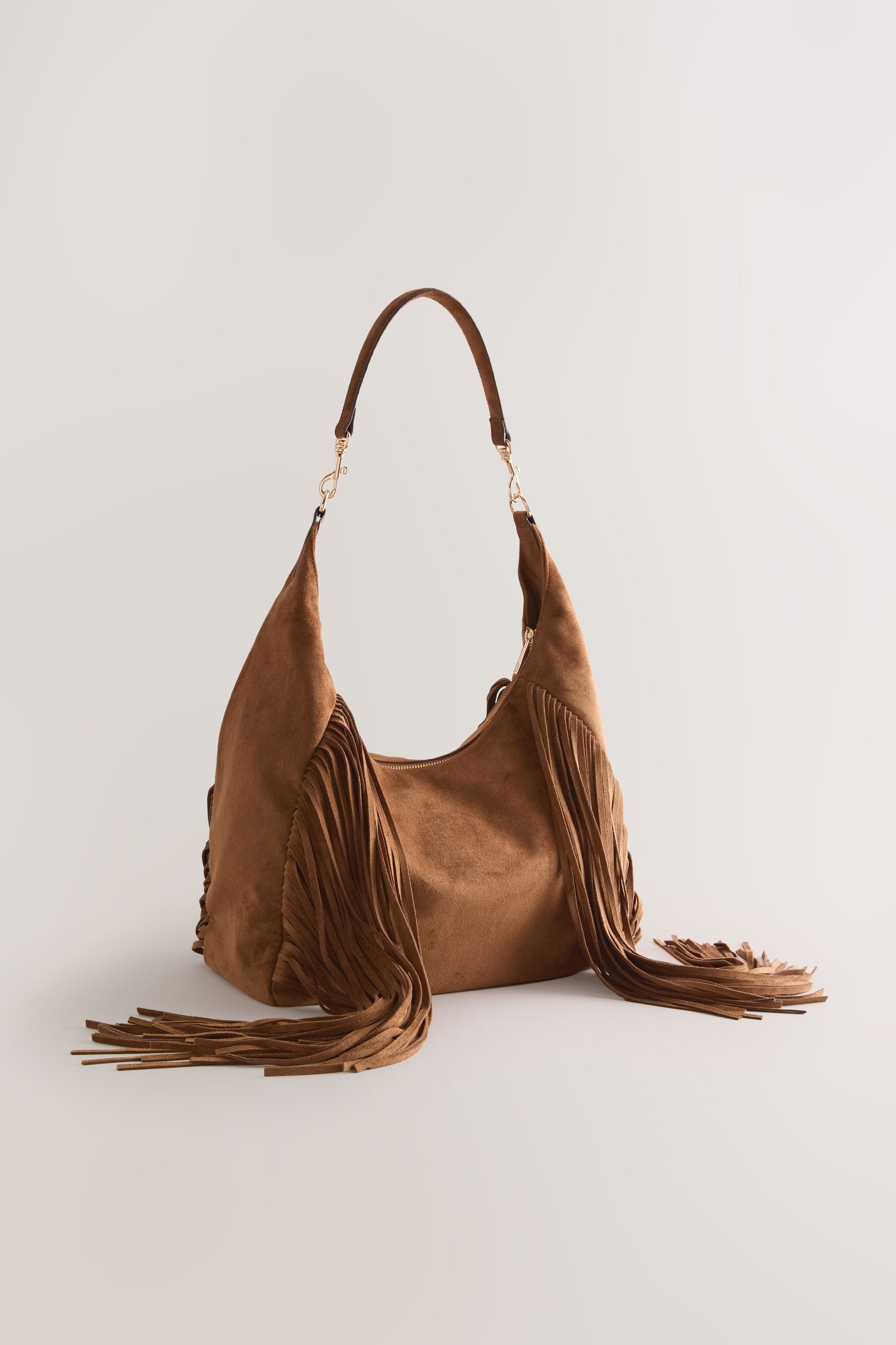 Next Schultertasche Veloursleder-Schultertasche mit Fransen (1-tlg)