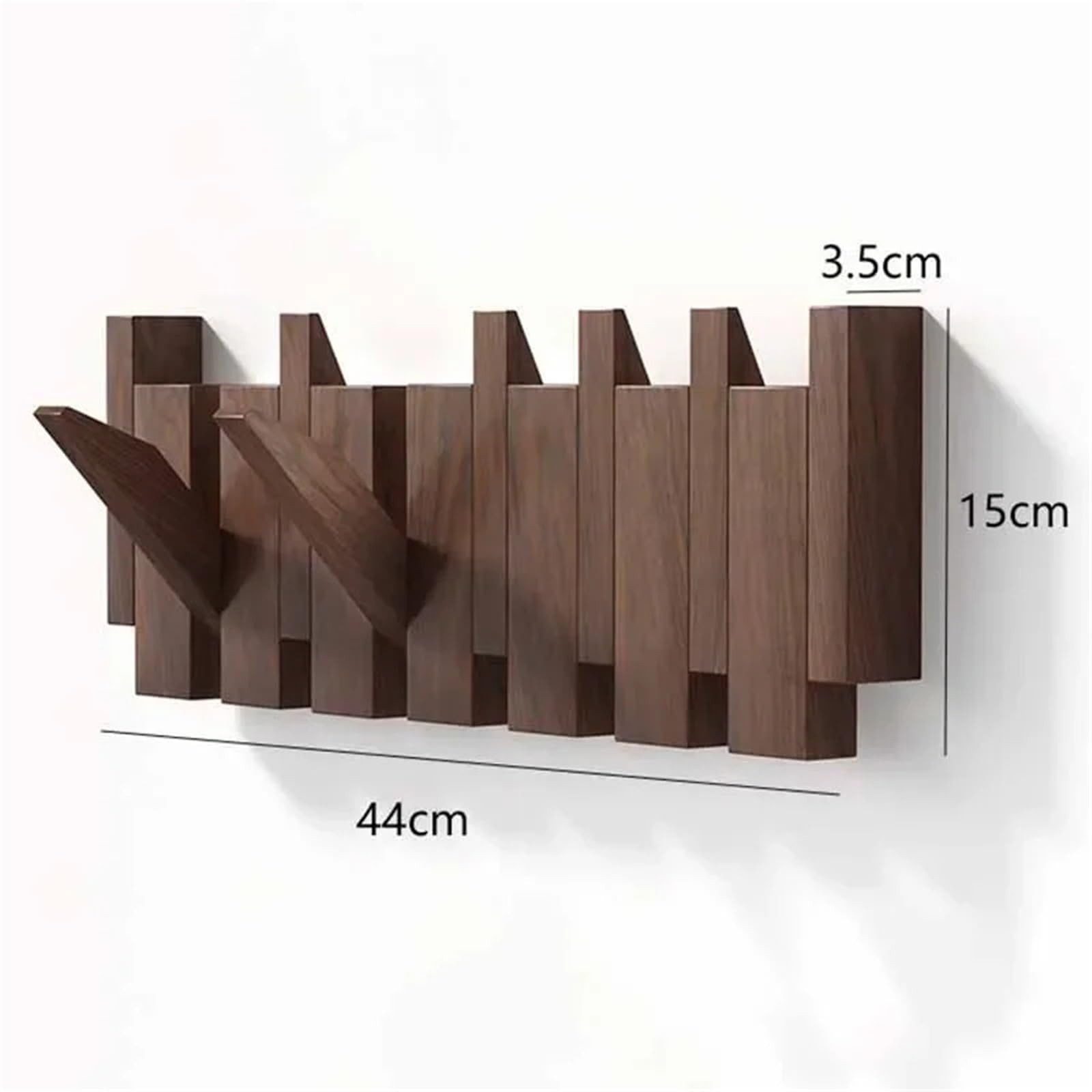 BlingBin Garderobenleiste 6 Haken Holzgarderobe, Klappbare Wandgarderobe, Platzsparende (1er Set, 1 St., 44 x 15 x 3,5 cm), Flip Down Wand-Mounted Design, zum Aufhängen Hüten Schals Handtüchern