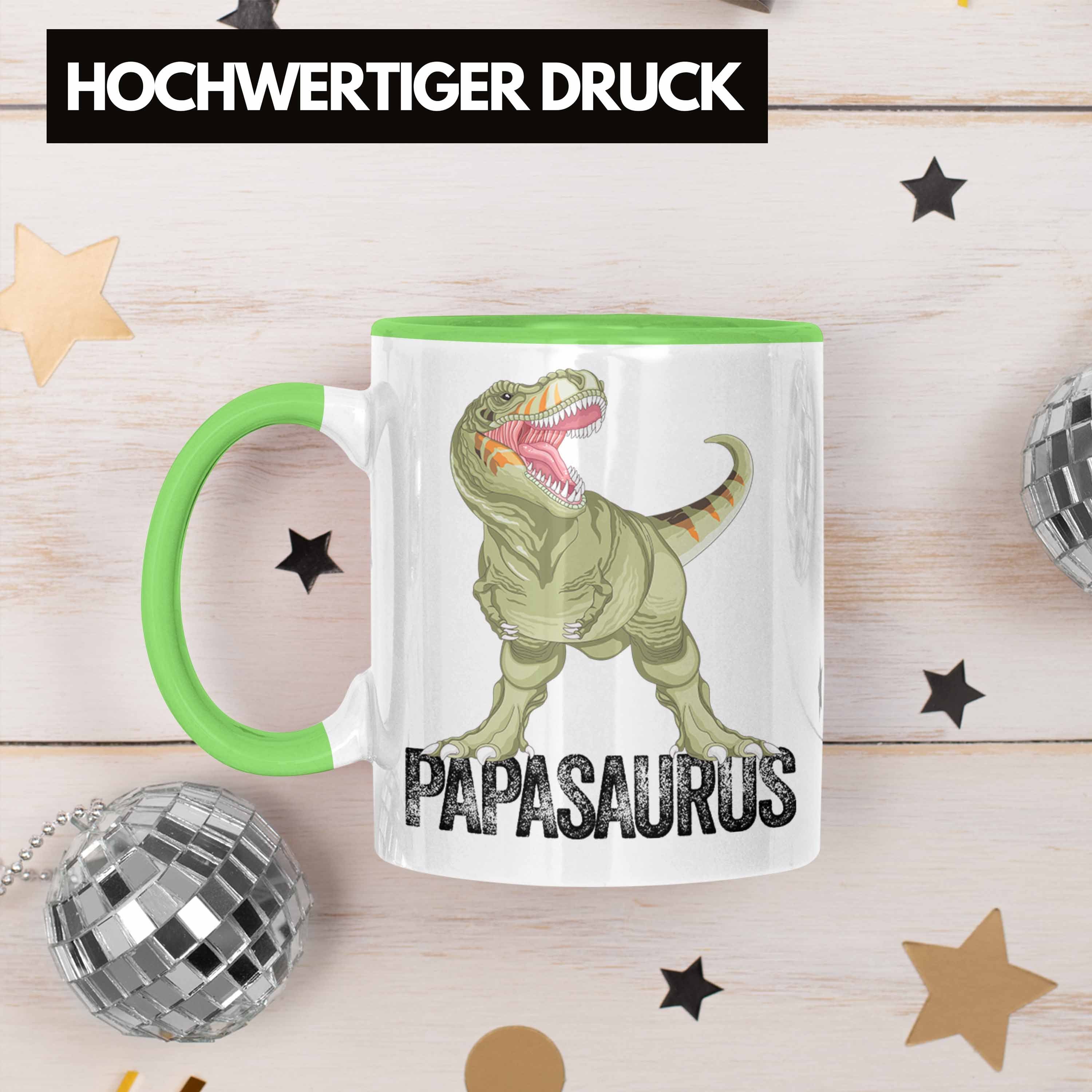 Trendation Tasse Di Papa Papasaurus Grün für Tasse Vater Geschenk Vatertag Lustiges Geschenk