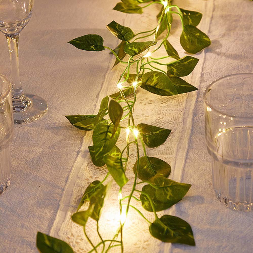 Efeu-Lichterkette Girlande &künstlichen grünen Blättern 2m Ranken-Lichterkette 
