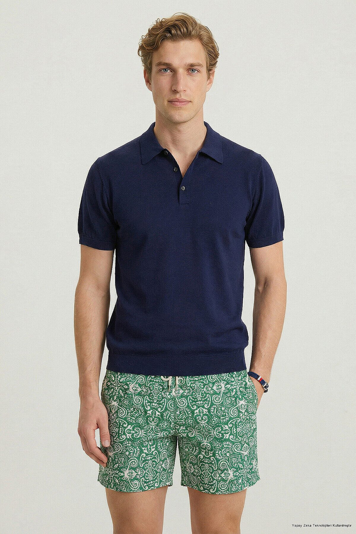 SmileSmile Longpullover Marineblaues Baumwoll-Polo