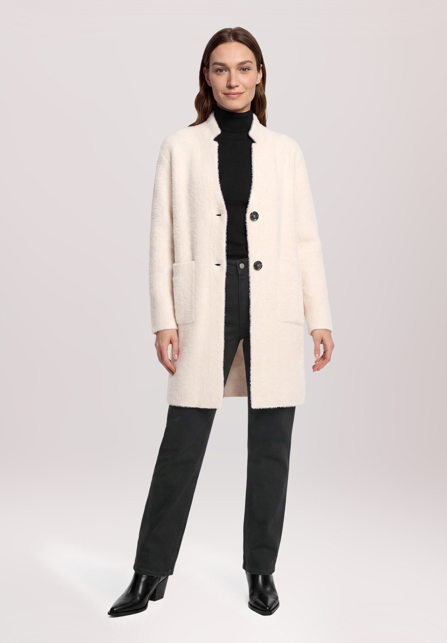 Amber & June Strickjacke Damen mit aufgesetzten Taschen (1-tlg)