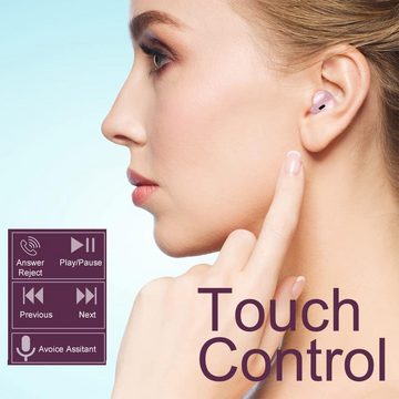 eleror IPX5-Technologie schützt, HD-Sound, Mini In-Ear-Kopfhörer (One-Touch-Steuerung ermöglicht Musikwiedergabe, Anrufannahme und -ablehnung sowie Titelwechsel mit einem einfachen Fingertipp, ohne das Telefon zu berühren., Ultimativer Komfort und Qualität, Kleine mit Langzeit-Akkulaufzeit)