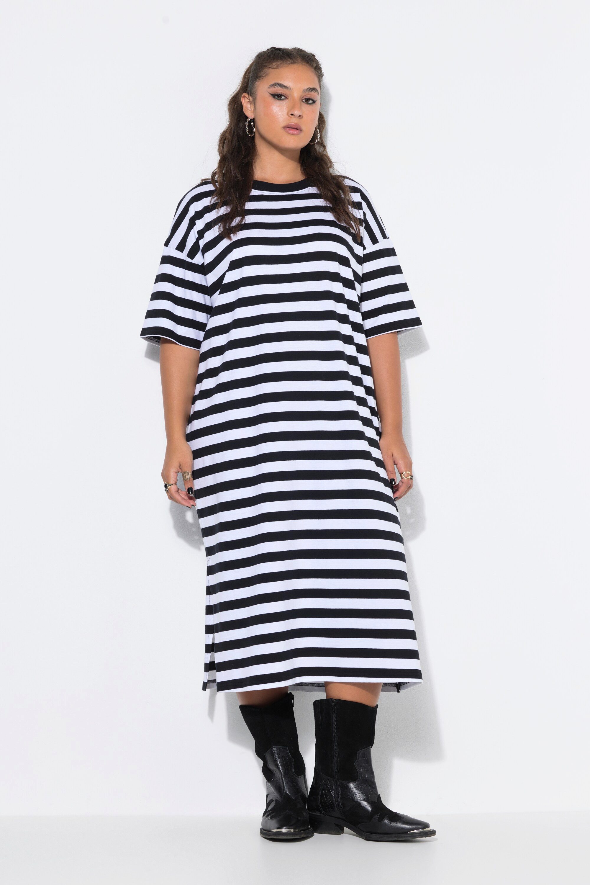 Studio Untold Midikleid Midi-Jerseykleid A-Linie Ringeljersey Halbarm
