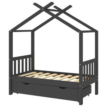 vidaXL Kinderbett Kinderbett mit Schublade Dunkelgrau Massivholz Kiefer 70x140 cm