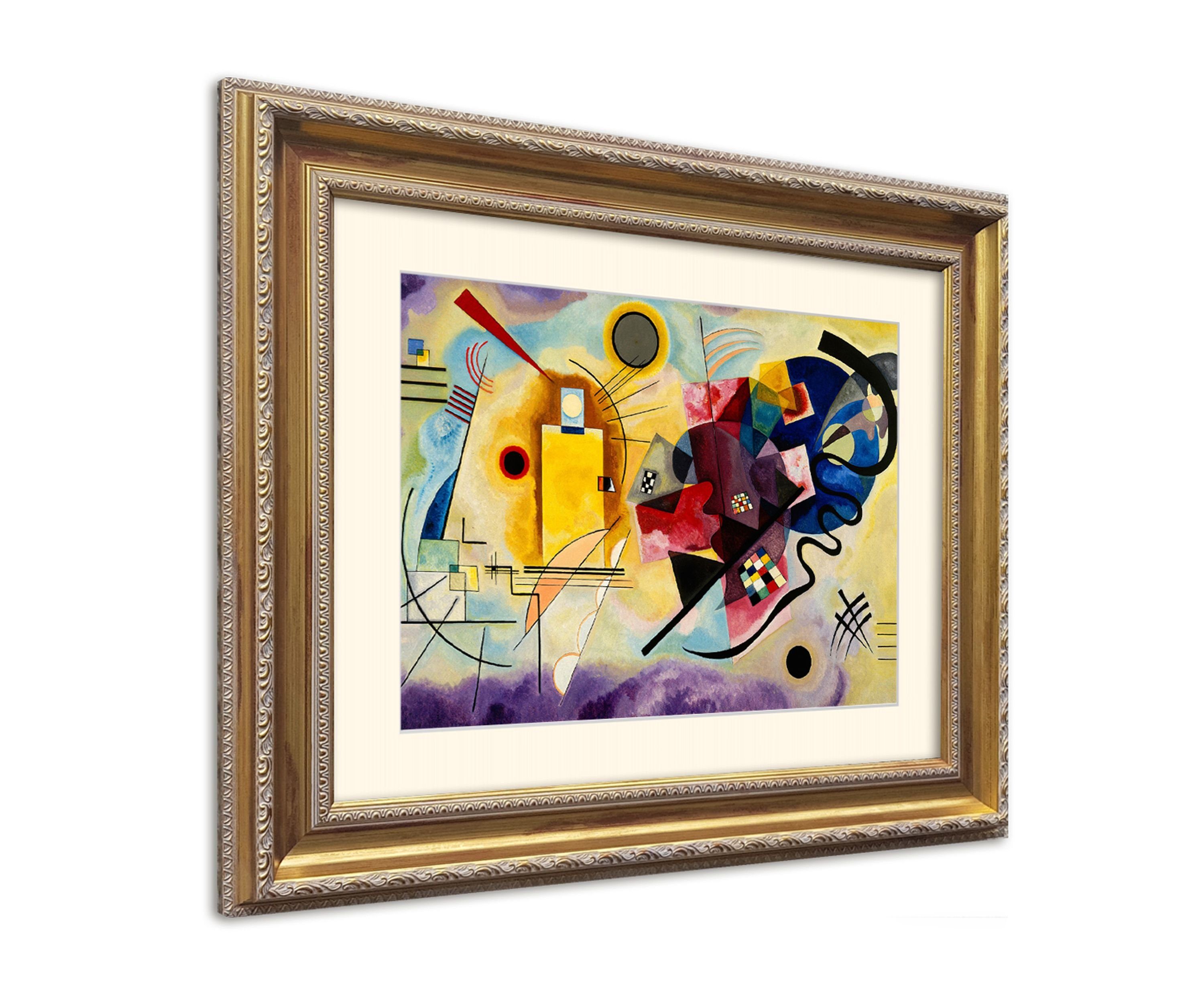 Red mit Rahmen Bild / Blue Barock-Rahmen artissimo 63x53cm Wassily and Poster mit Kandinsky: Kandinsky Wandbild, Bild / Yellow, erahmt