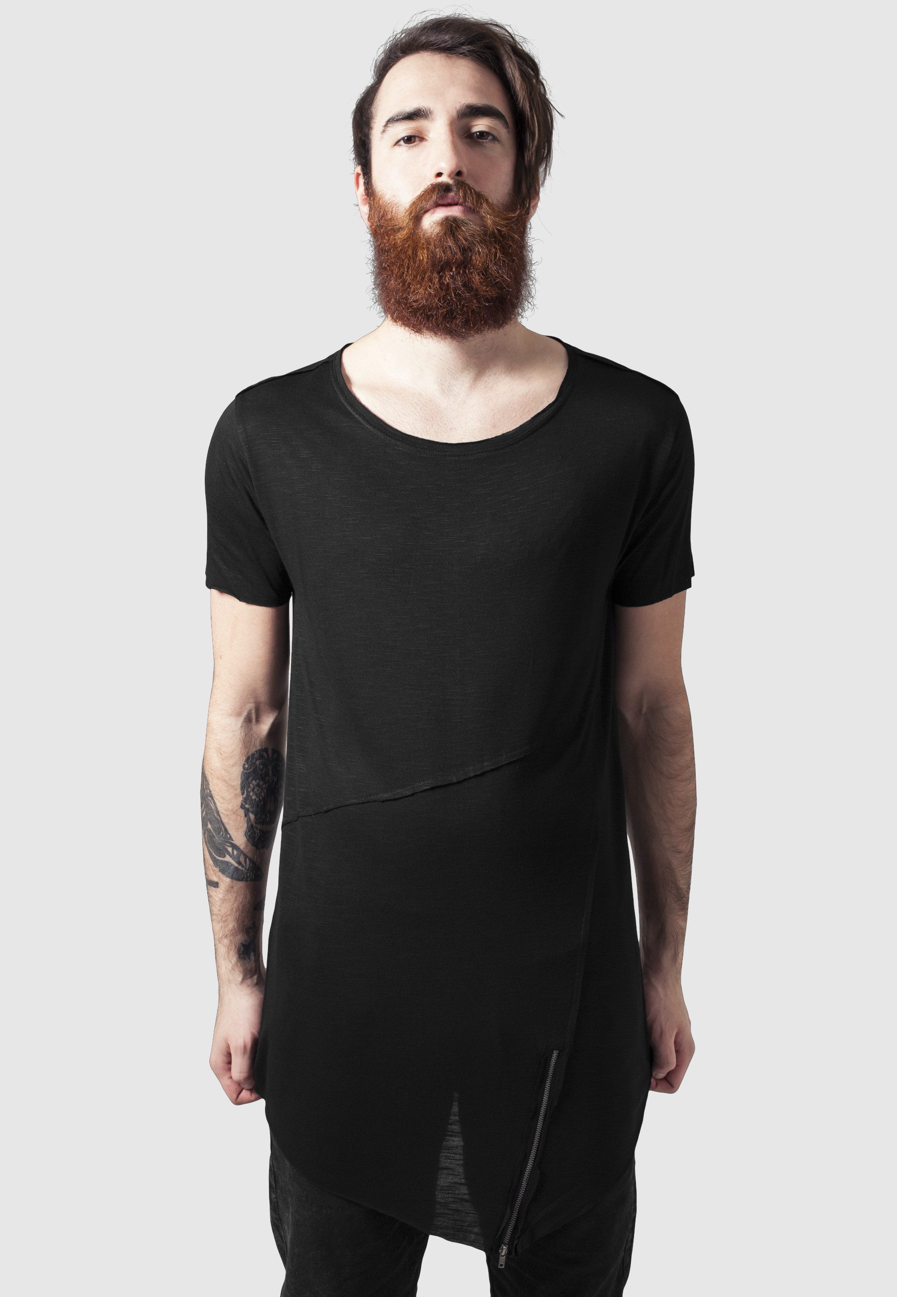 URBAN CLASSICS T-Shirt Urban Classics Herren Long Open Edge Front Zip Tee (1-tlg)